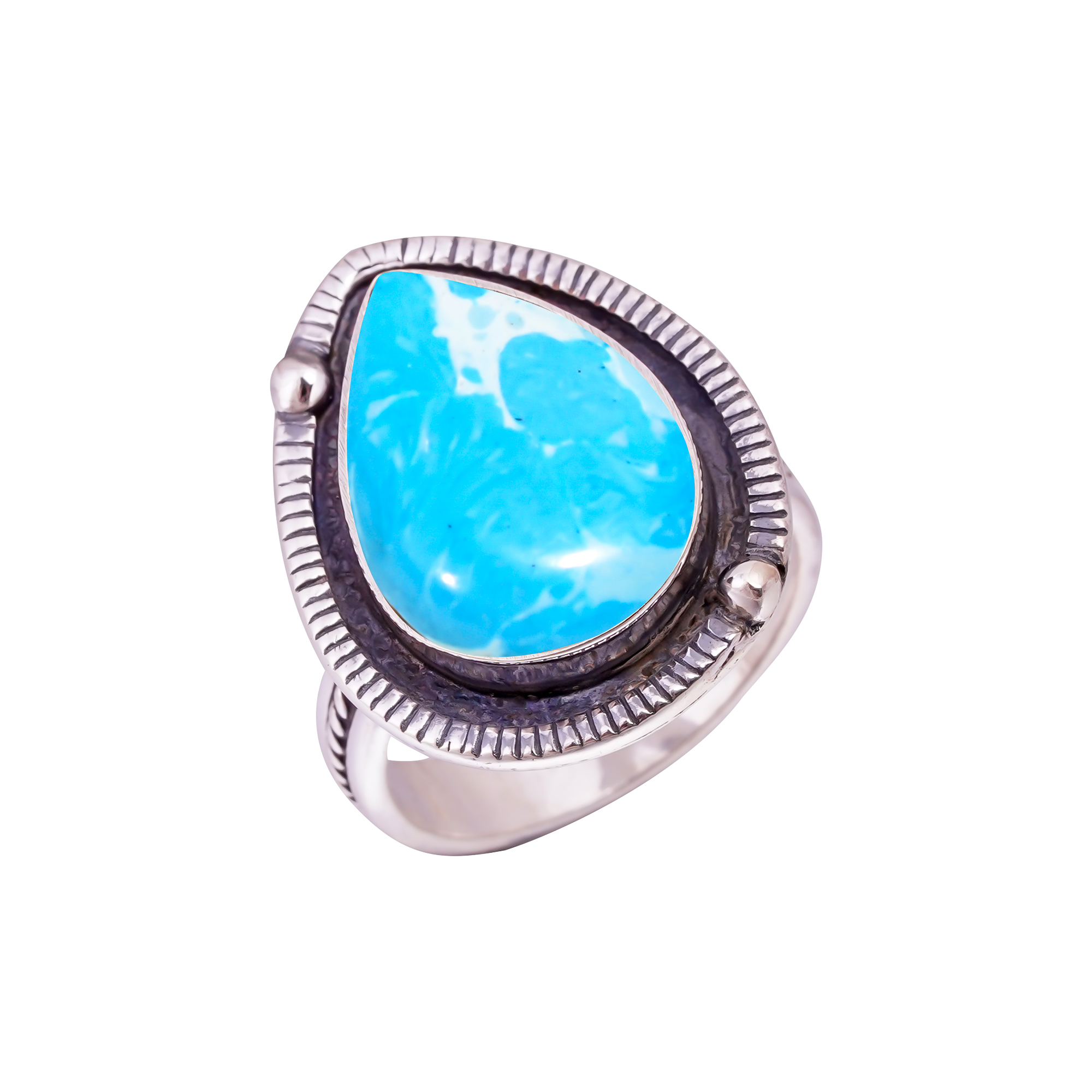 Larimar - Simulated Gemstone 925 Sterling Silver Ring