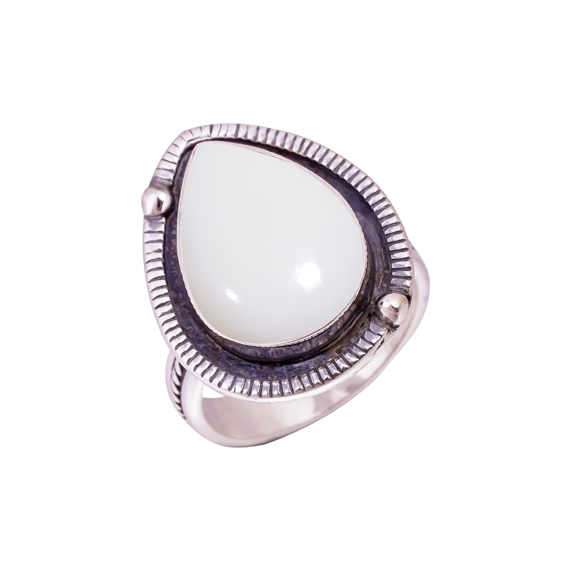White Coral - Simulated Gemstone 925 Sterling Silver Ring