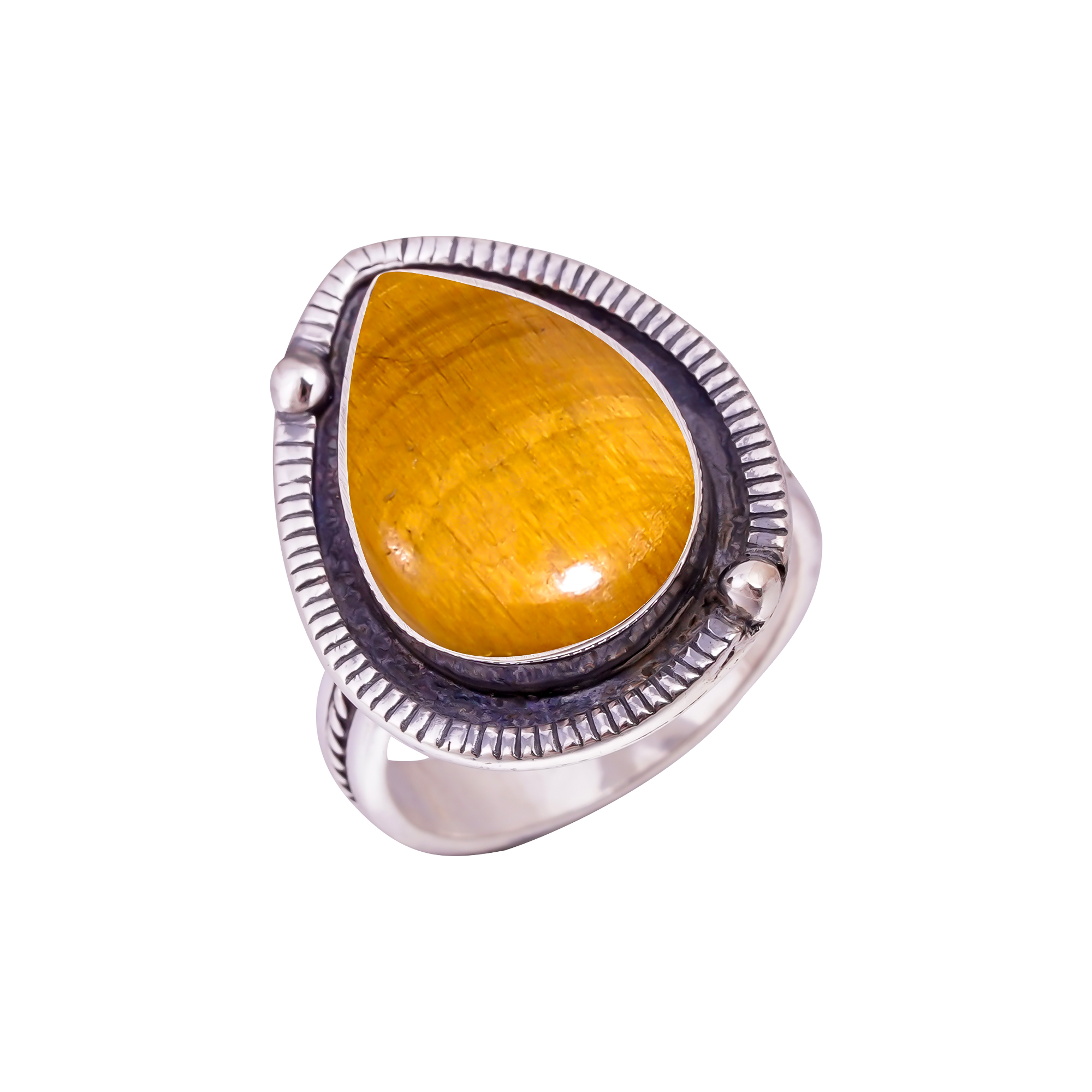 Yellow Tiger Eye - South Africa Gemstone 925 Sterling Silver Ring