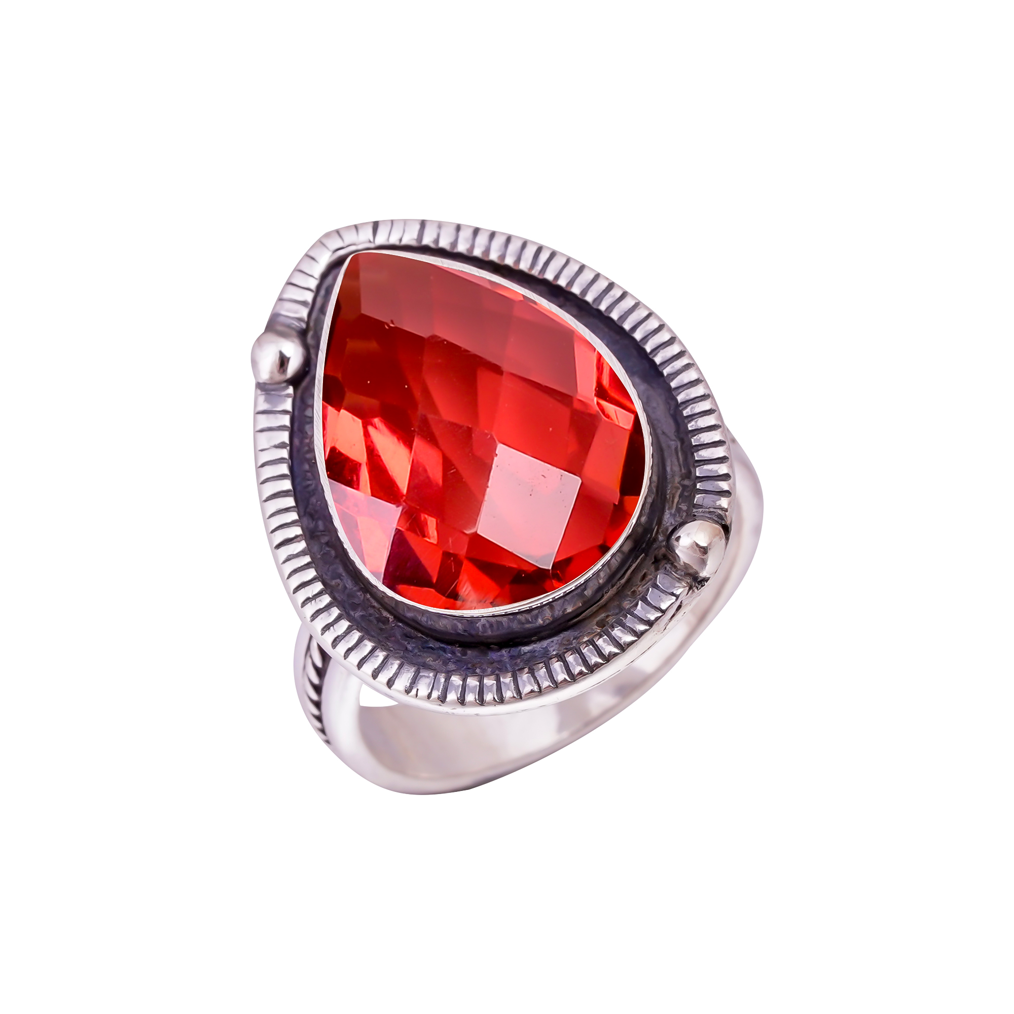 Pink Rubellite Tourmaline - Simulated Gemstone 925 Sterling Silver Ring