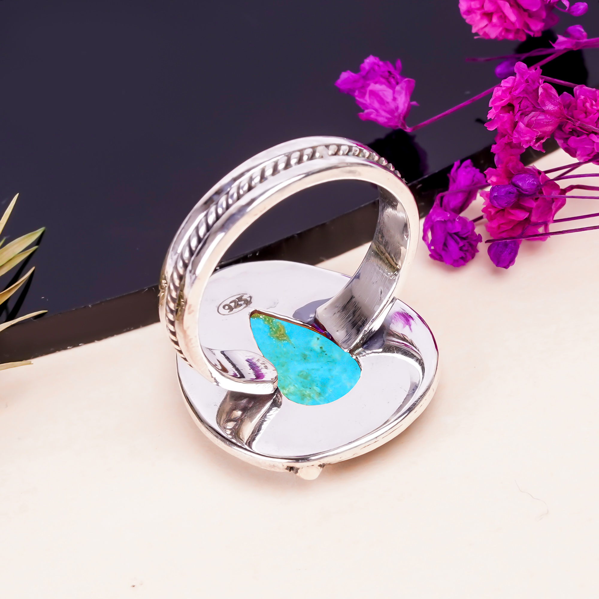 Magnesite Turquoise Gemstone 925 Sterling Silver Ring