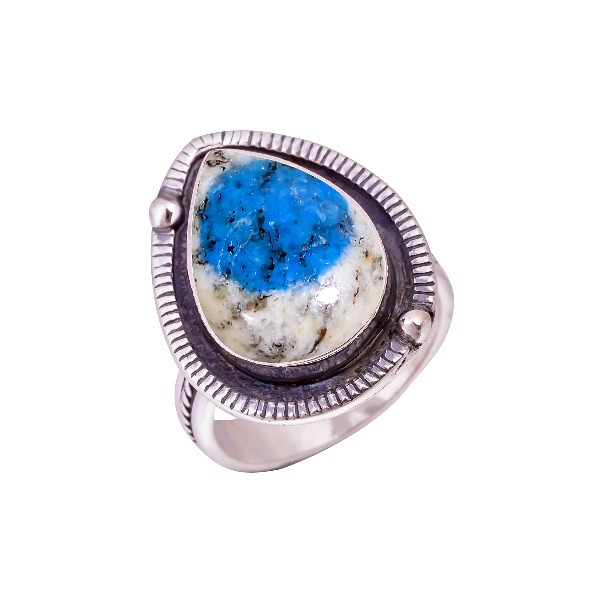 K2 Blue Azurite - Pakistan Gemstone 925 Sterling Silver Ring