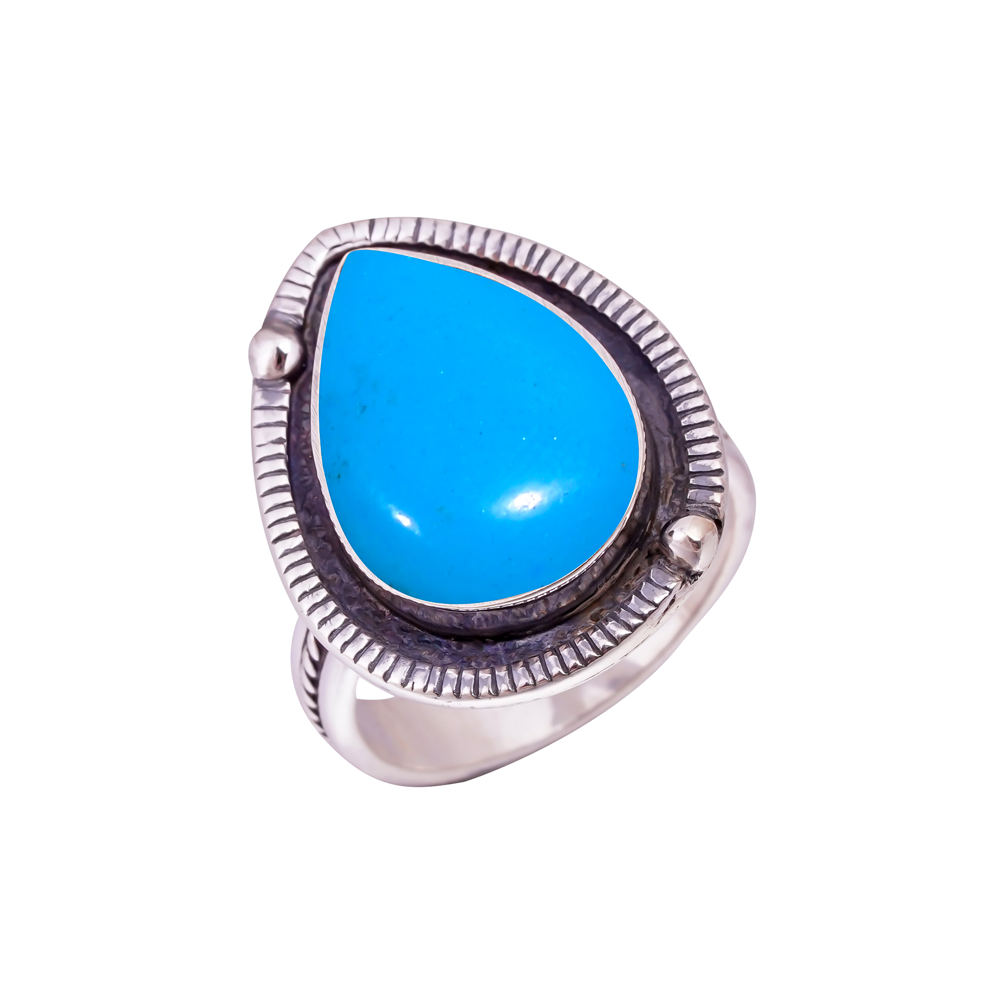 Sleeping Beauty Turquoise - Simulated Gemstone 925 Sterling Silver Ring