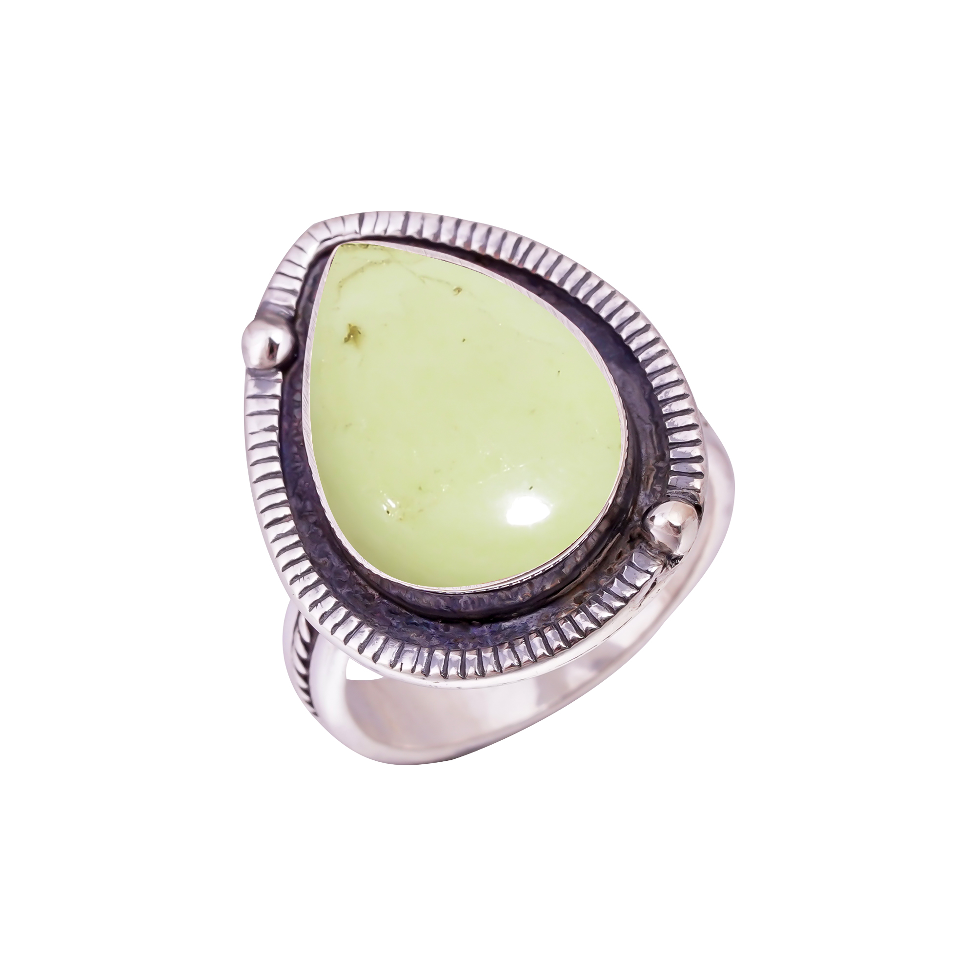 Lemon Chrysoprase - Australia Gemstone 925 Sterling Silver Ring