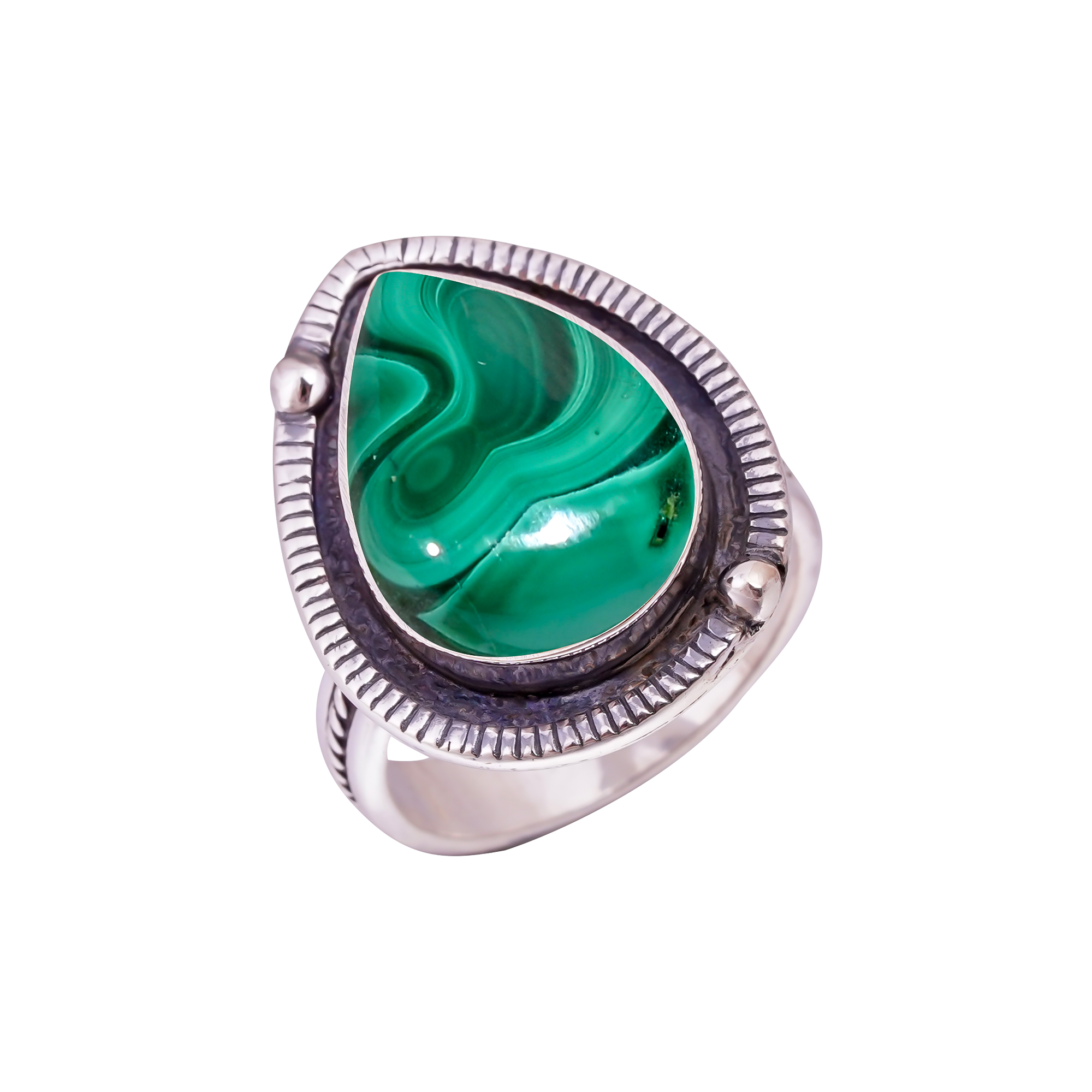 Malachite - Congo Gemstone 925 Sterling Silver Ring