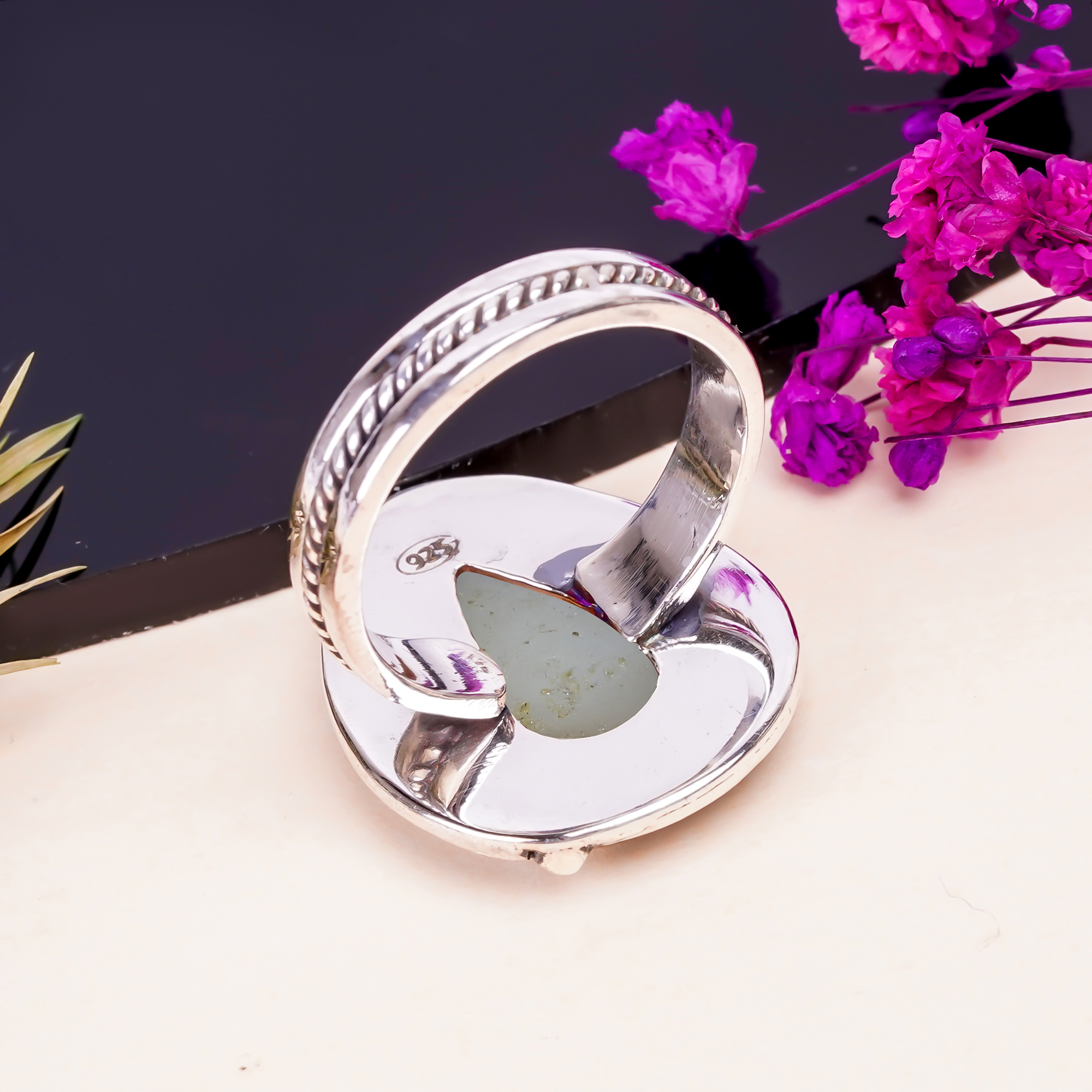 Electric Blue Titanium Agate Drusy Gemstone 925 Sterling Silver Ring
