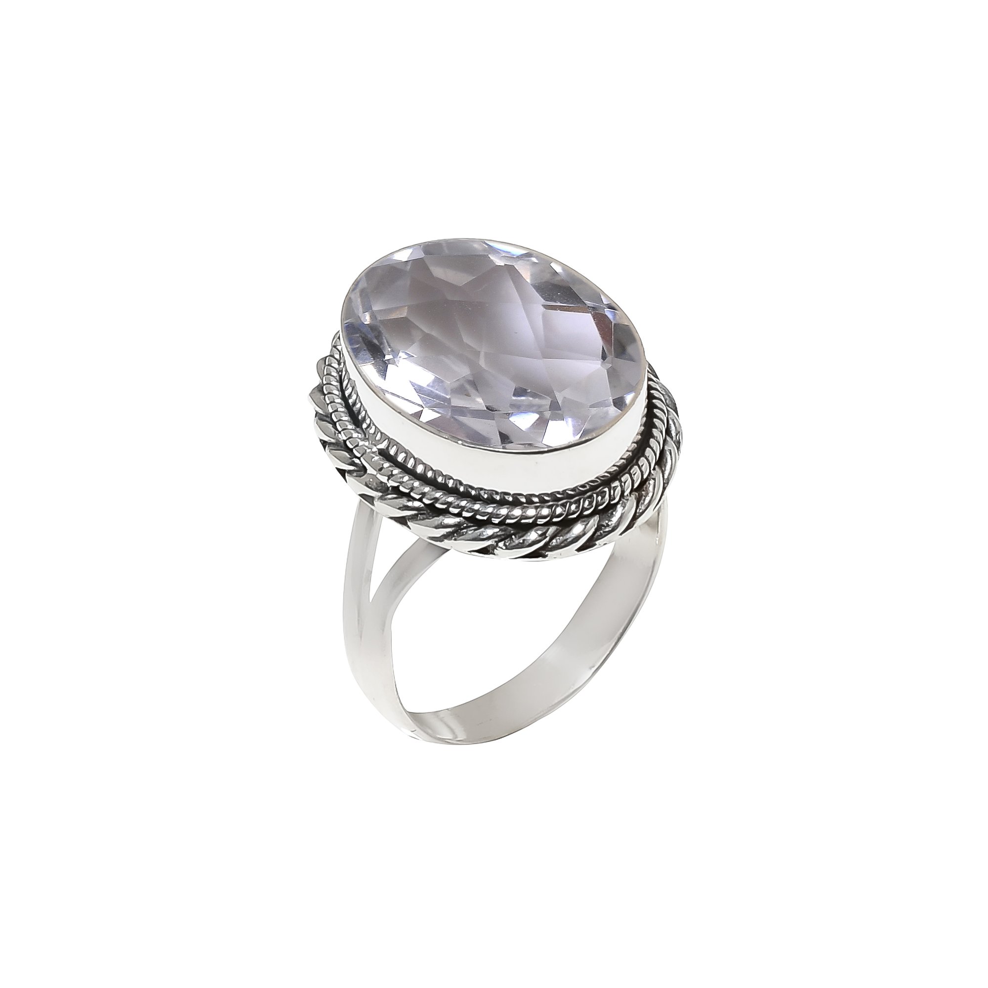 White Topaz - Simulated 925 Sterling Silver Ring