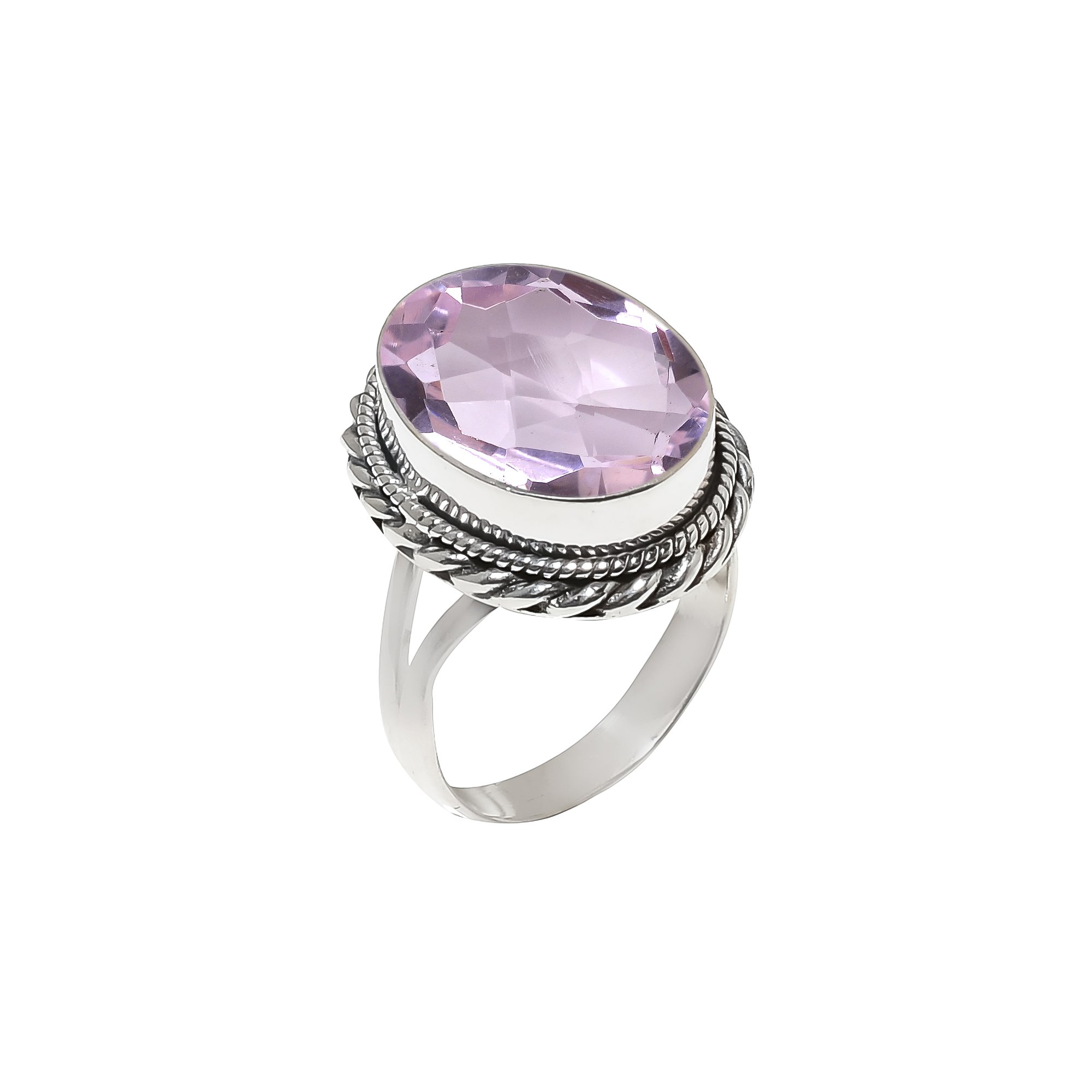 Pink Kunzite - Simulated 925 Sterling Silver Ring