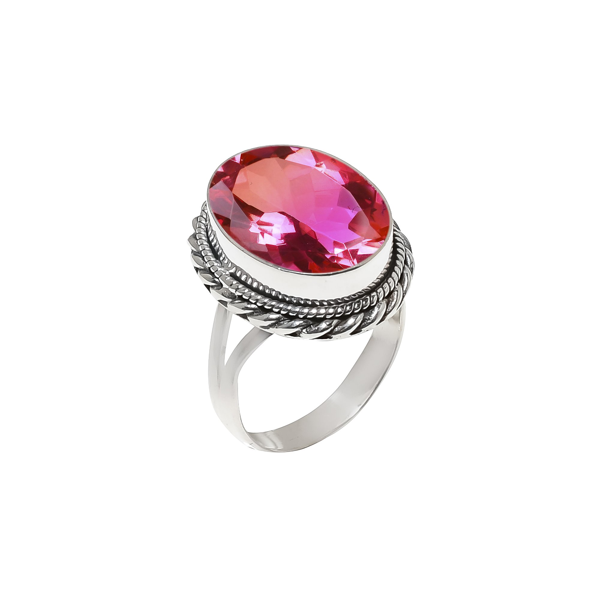 Bi-Colour Tourmaline - Simulated 925 Sterling Silver Ring