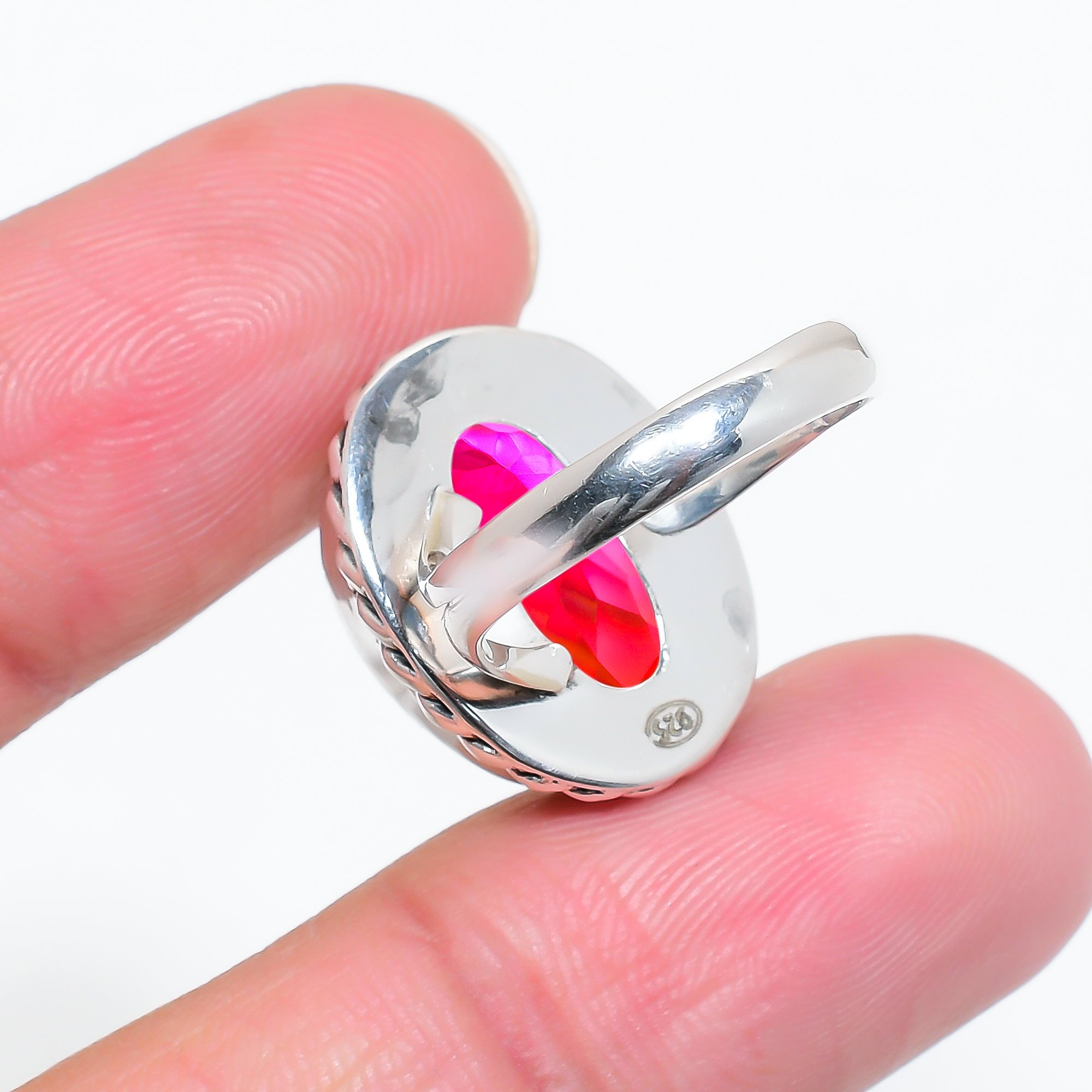 Bi-Colour Tourmaline - Simulated 925 Sterling Silver Ring