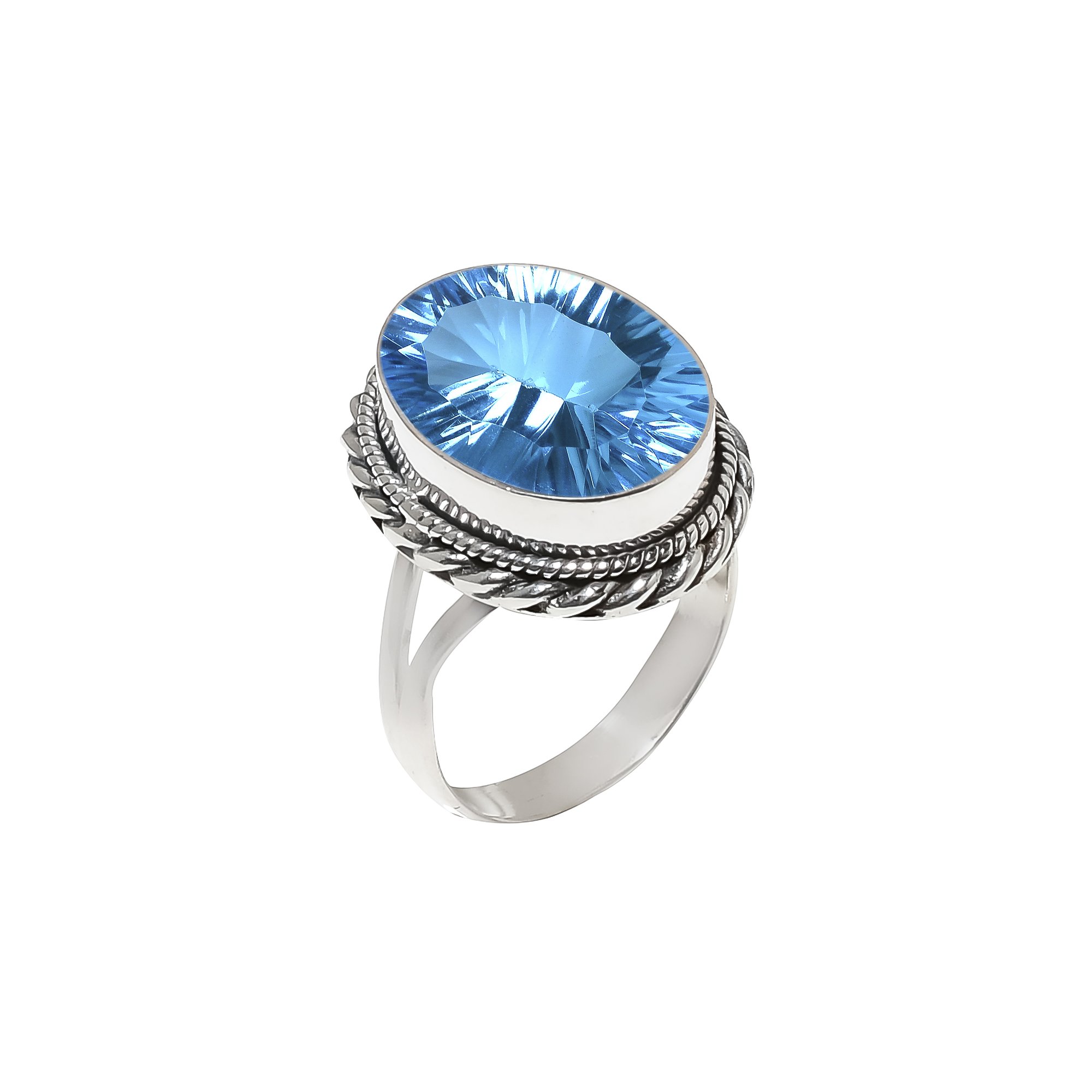 Blue Topaz - Simulated 925 Sterling Silver Ring