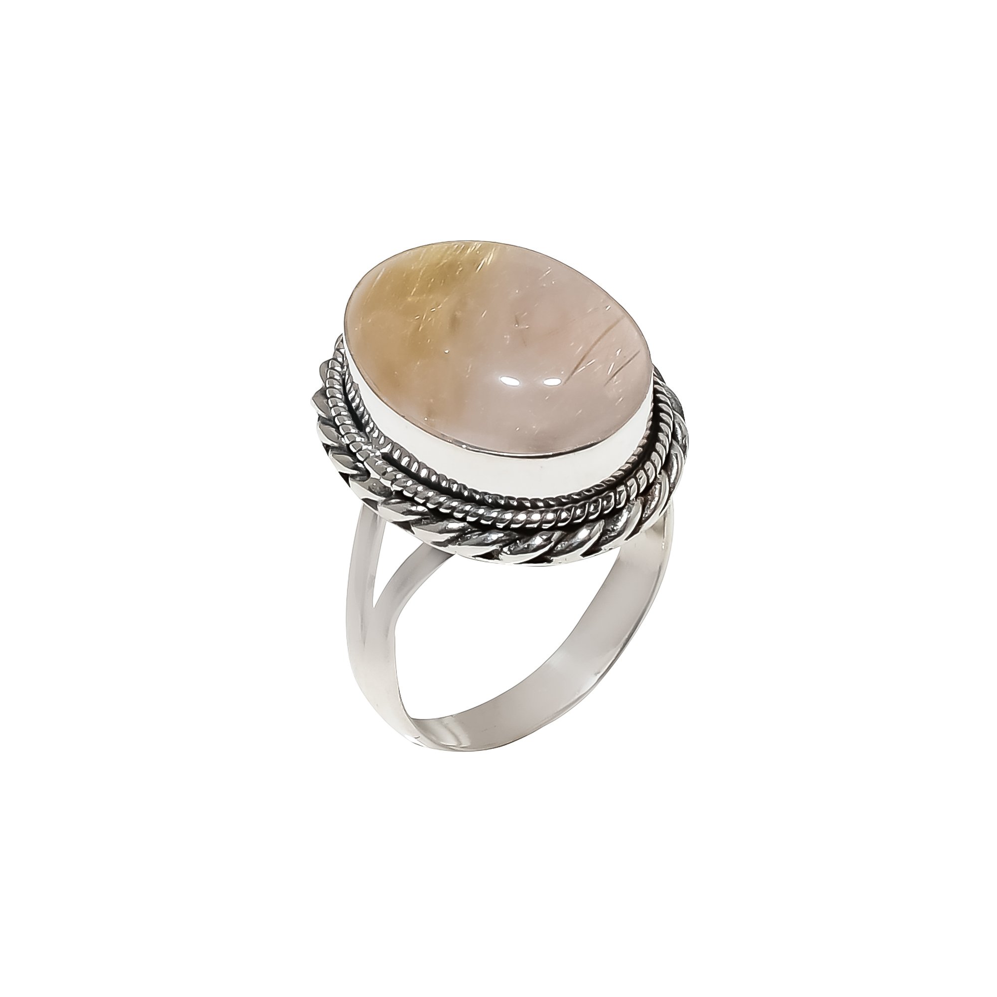 Golden Rutilated Quartz - Brazil 925 Sterling Silver Ring