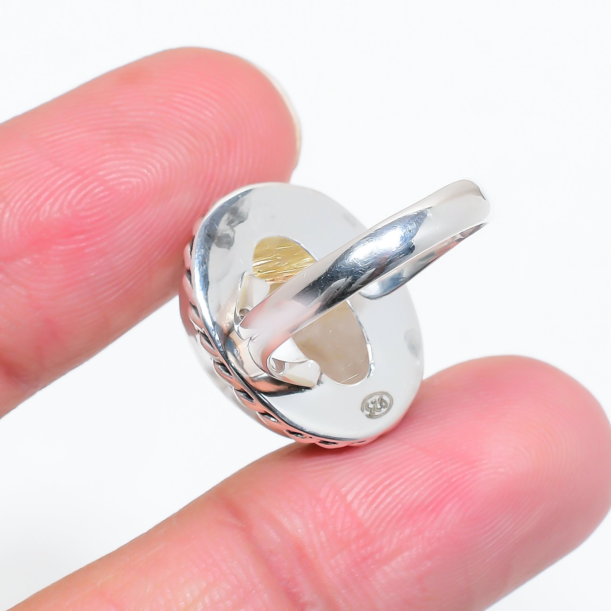 Golden Rutilated Quartz - Brazil 925 Sterling Silver Ring