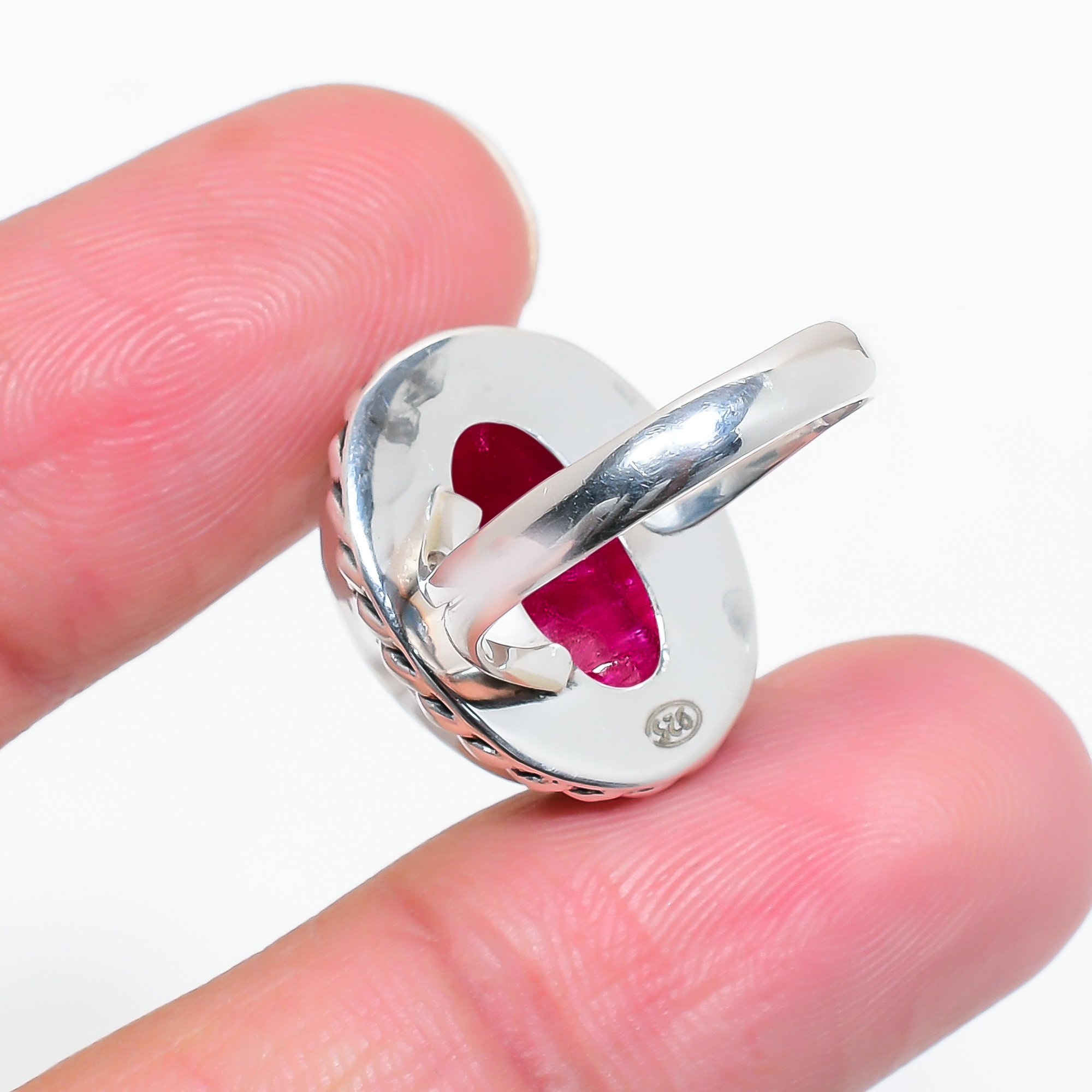 Ruby - Dyed Quartz 925 Sterling Silver Ring