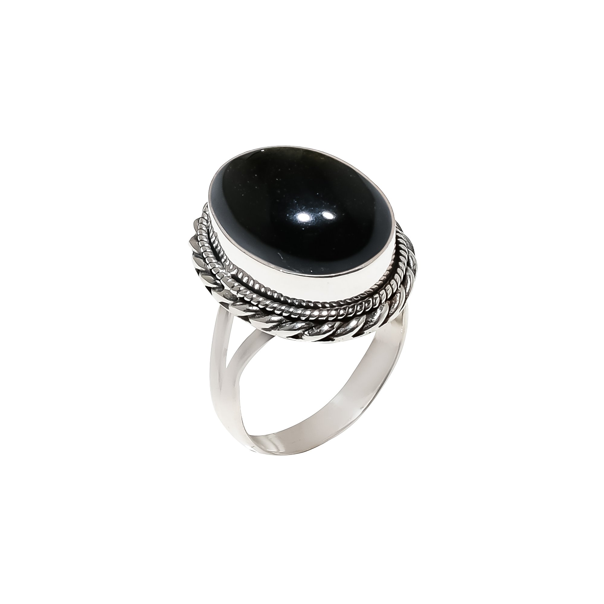 Golden Sheen Obsidian - Mexico 925 Sterling Silver Ring