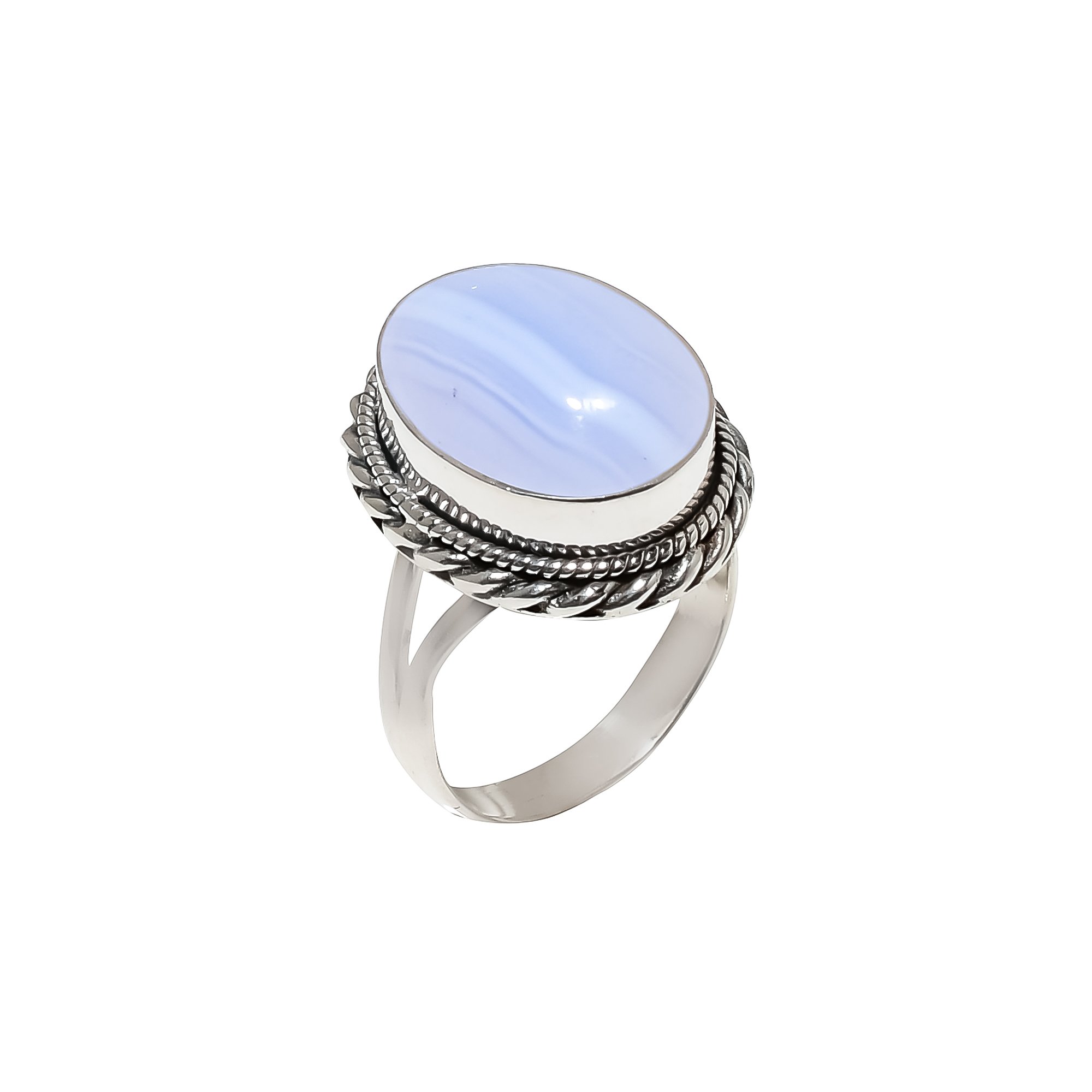 Blue Lace Agate - Namibia 925 Sterling Silver Ring