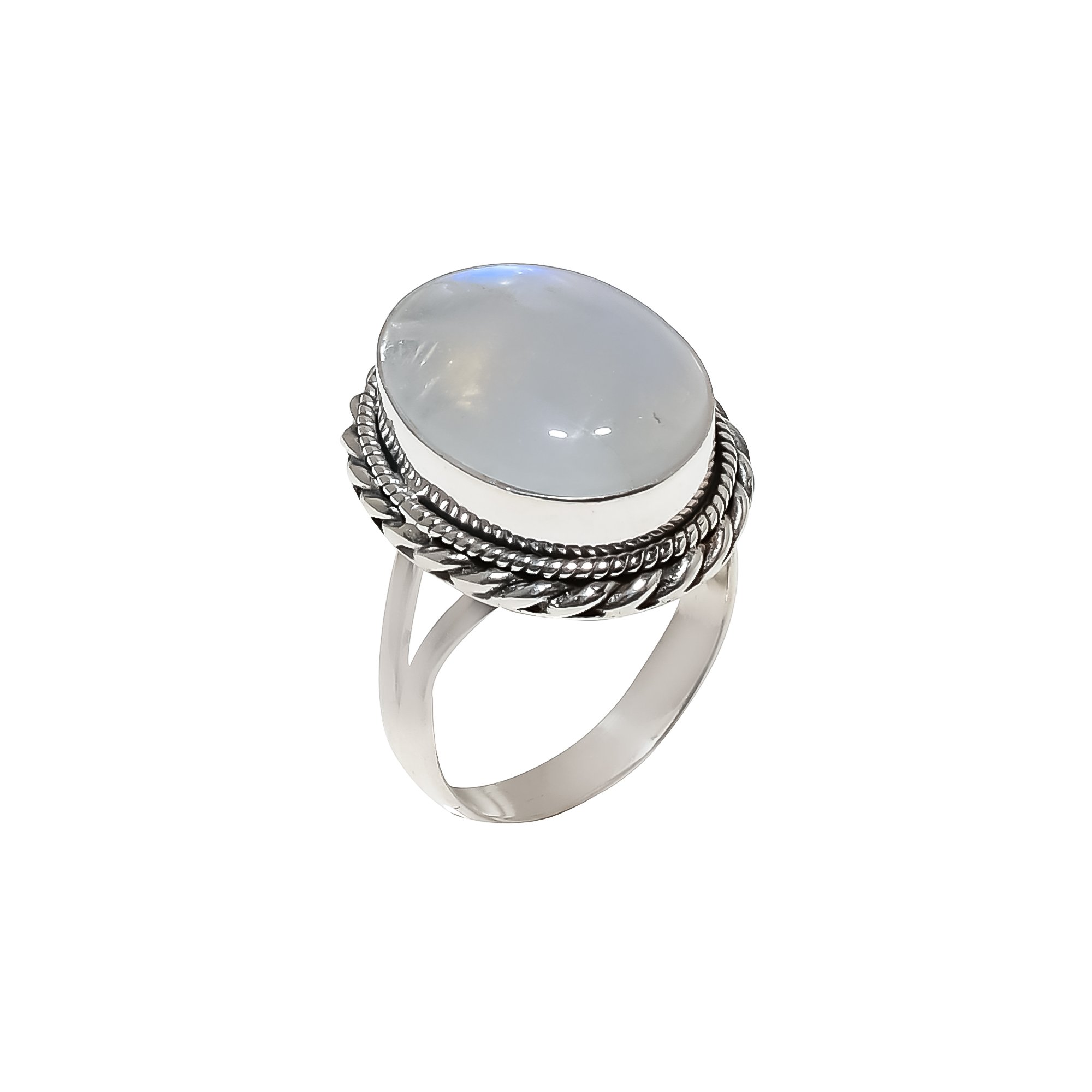 Rainbow Moonstone - India 925 Sterling Silver Ring