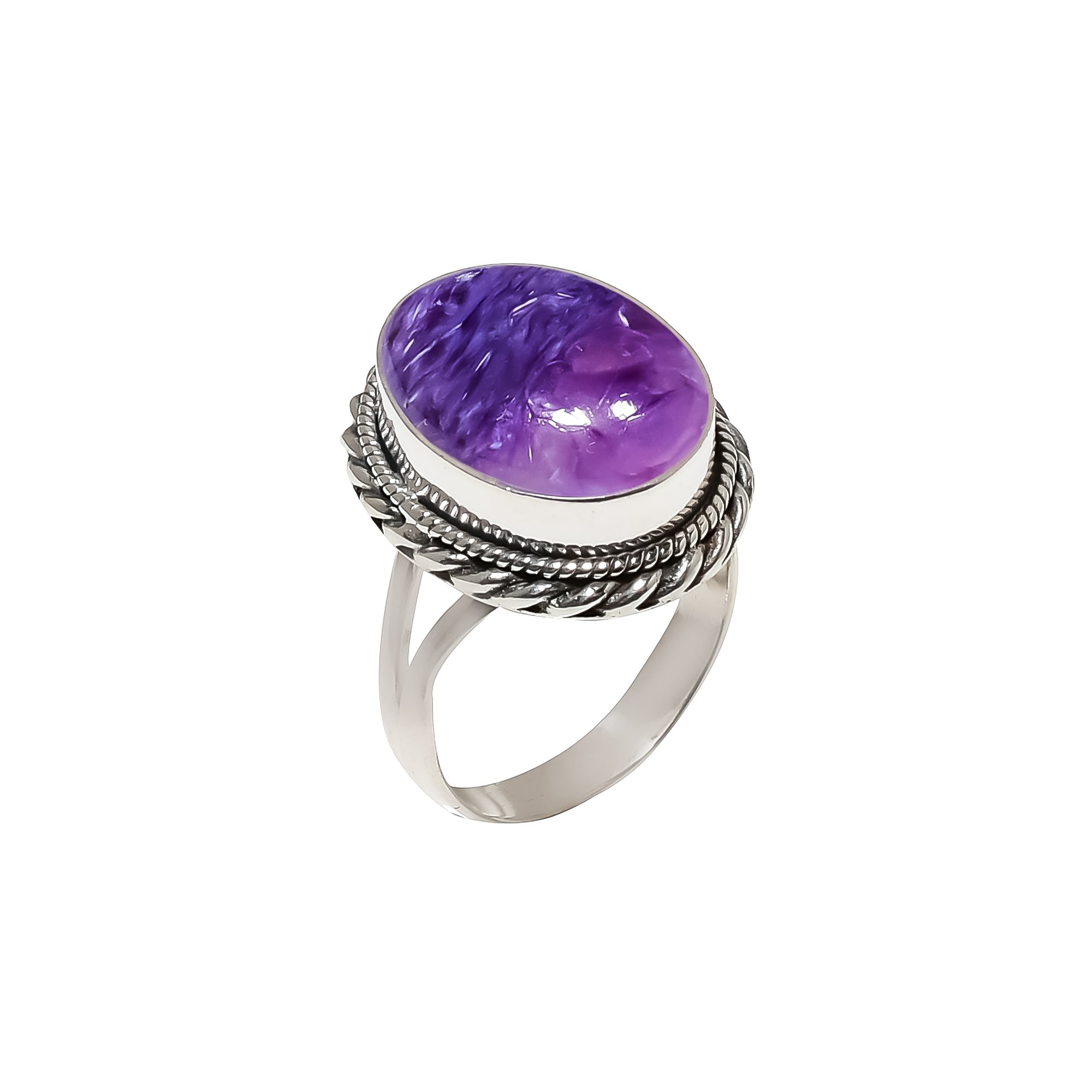 Purple Charoite - Siberia 925 Sterling Silver Ring