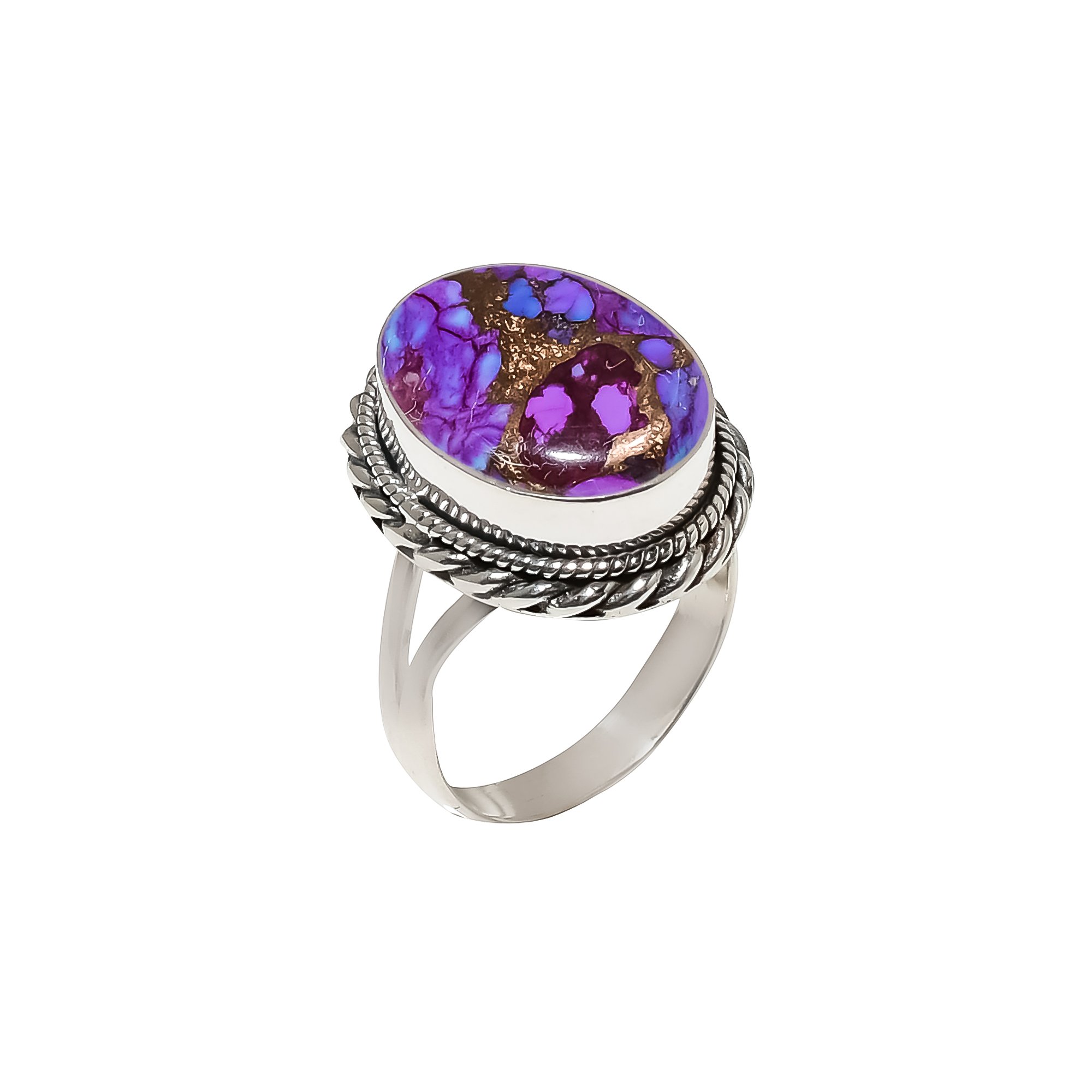 Copper Purple Turquoise 925 Sterling Silver Ring