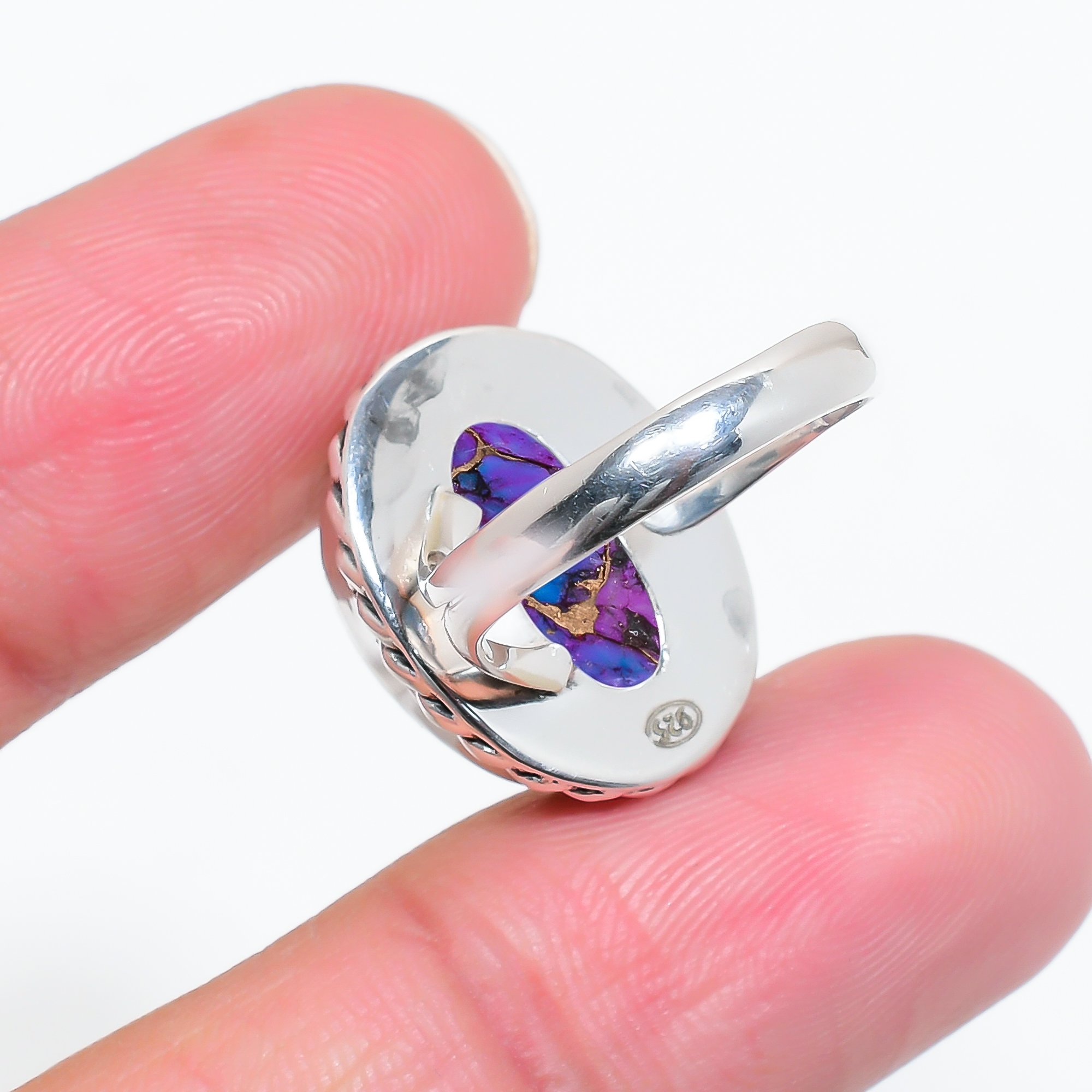Copper Purple Turquoise 925 Sterling Silver Ring