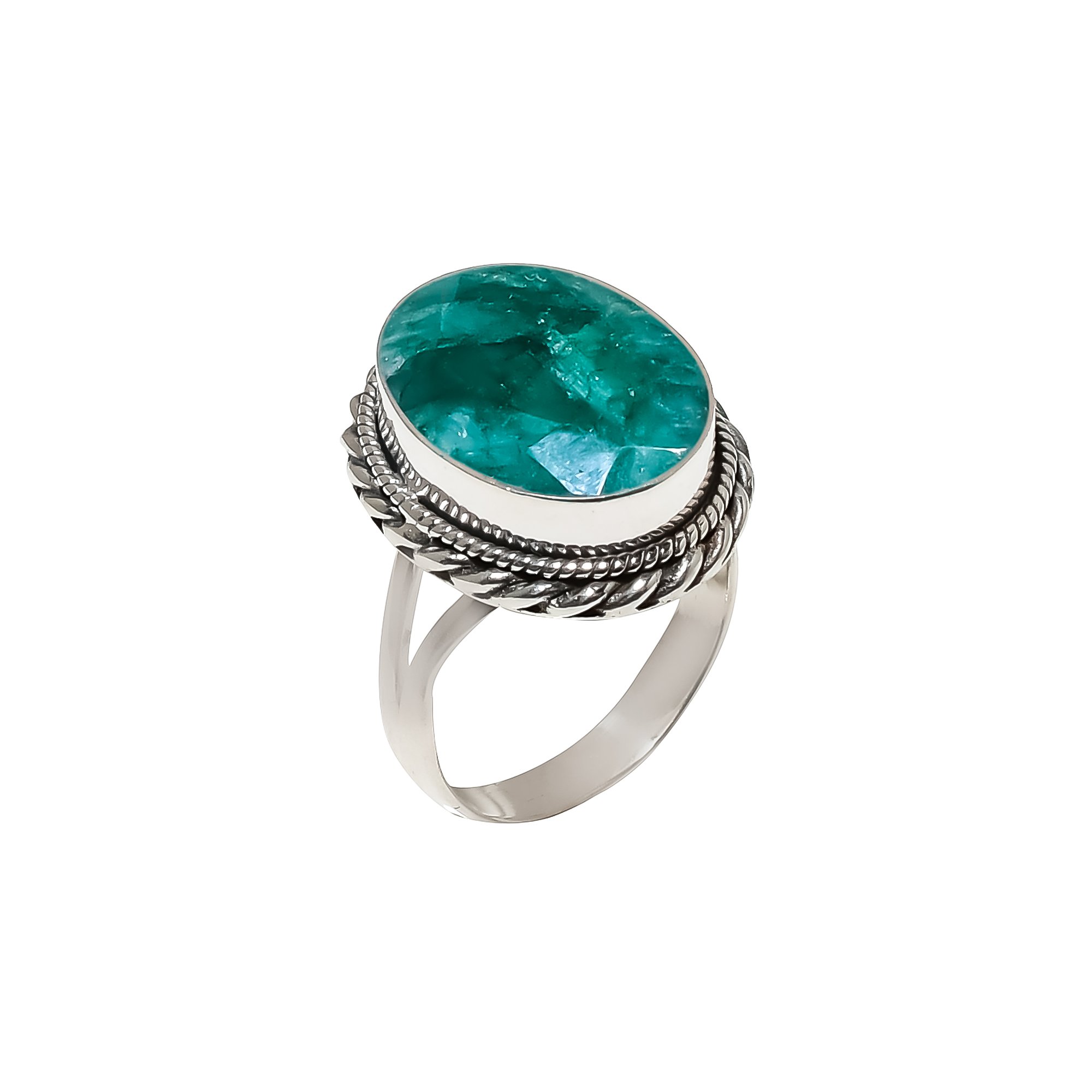 Emerlad - Dyed Quartz 925 Sterling Silver Ring