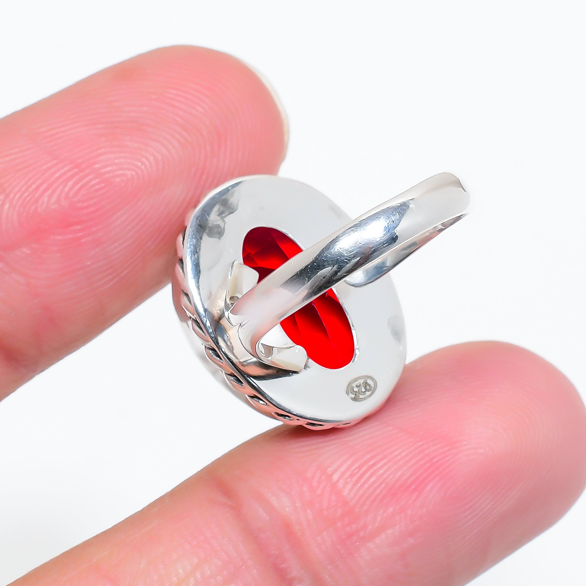 Red Garnet - Simulated 925 Sterling Silver Ring