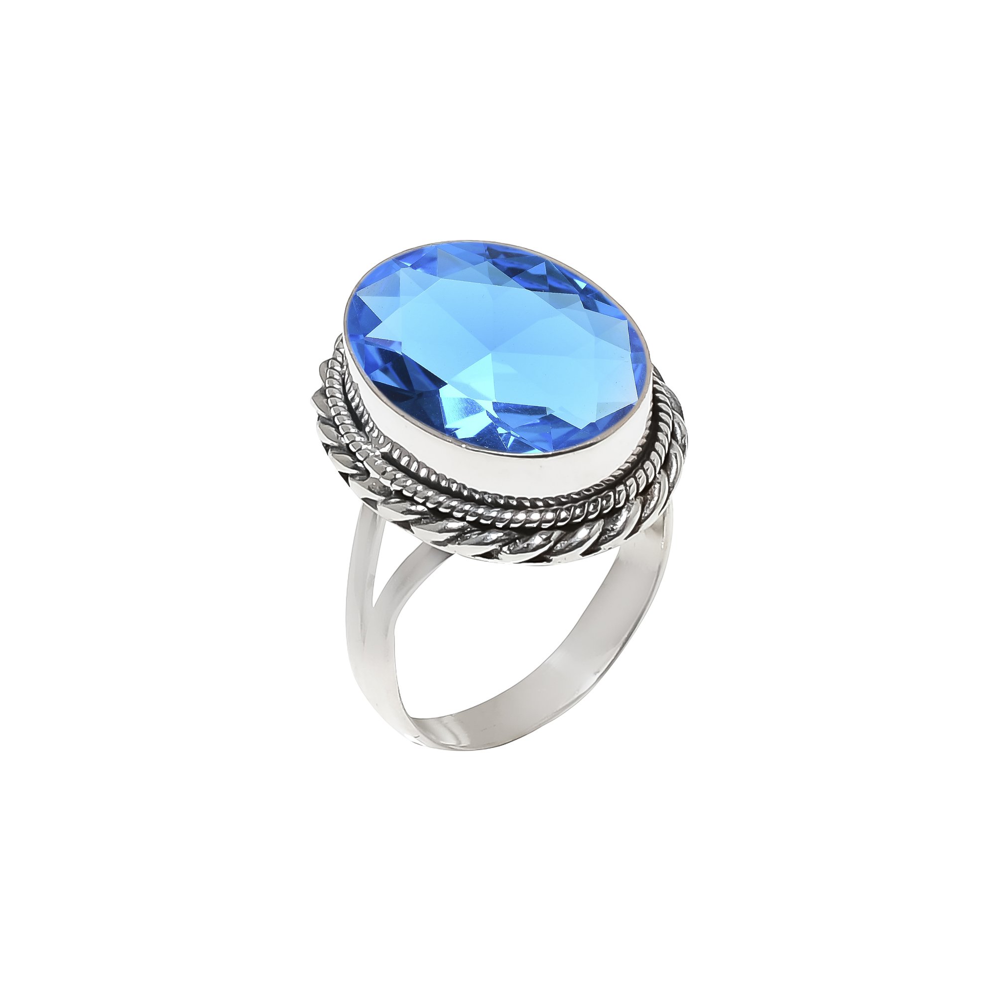 Swiss Blue Topaz - Simulated 925 Sterling Silver Ring