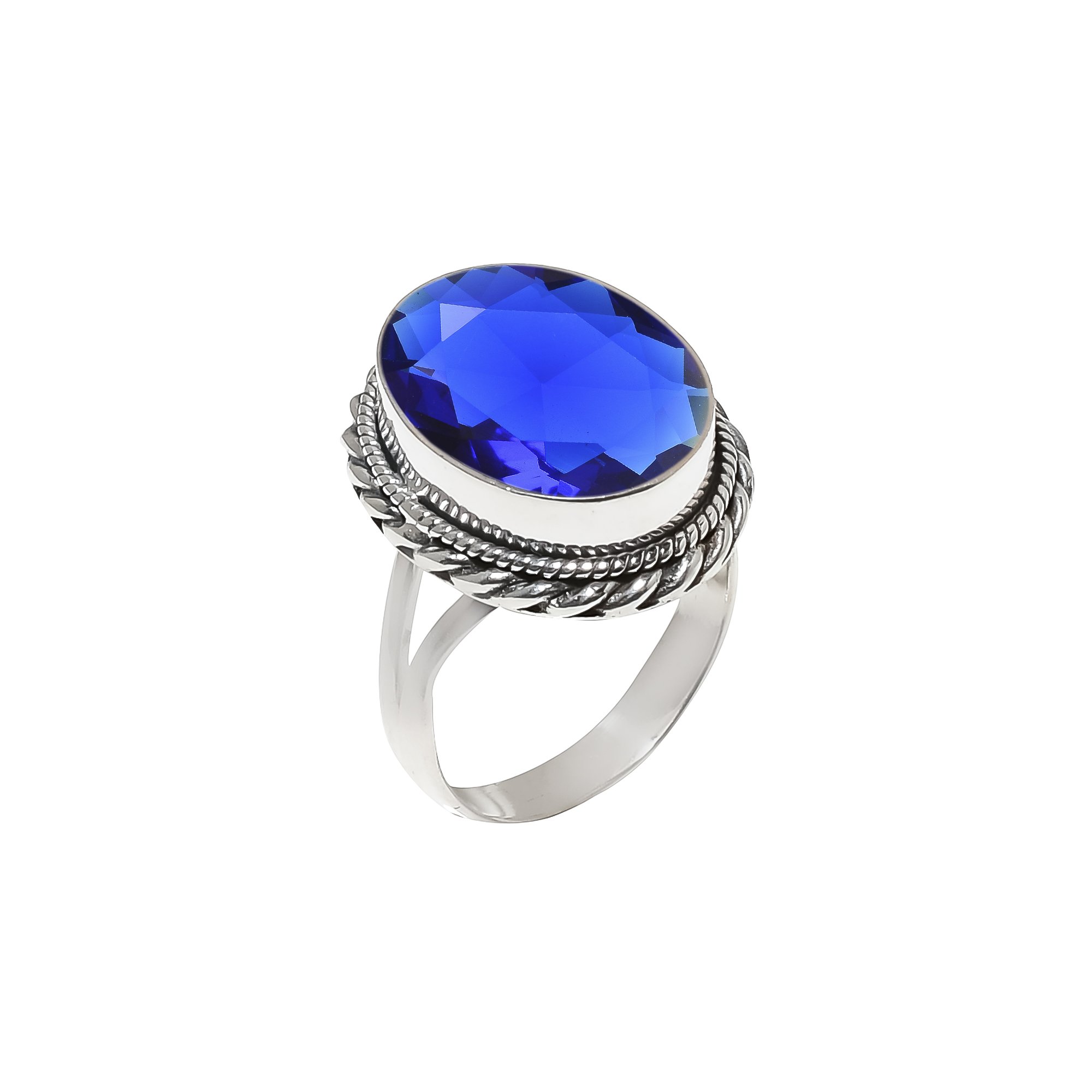 Blue Sapphire - Simulated 925 Sterling Silver Ring