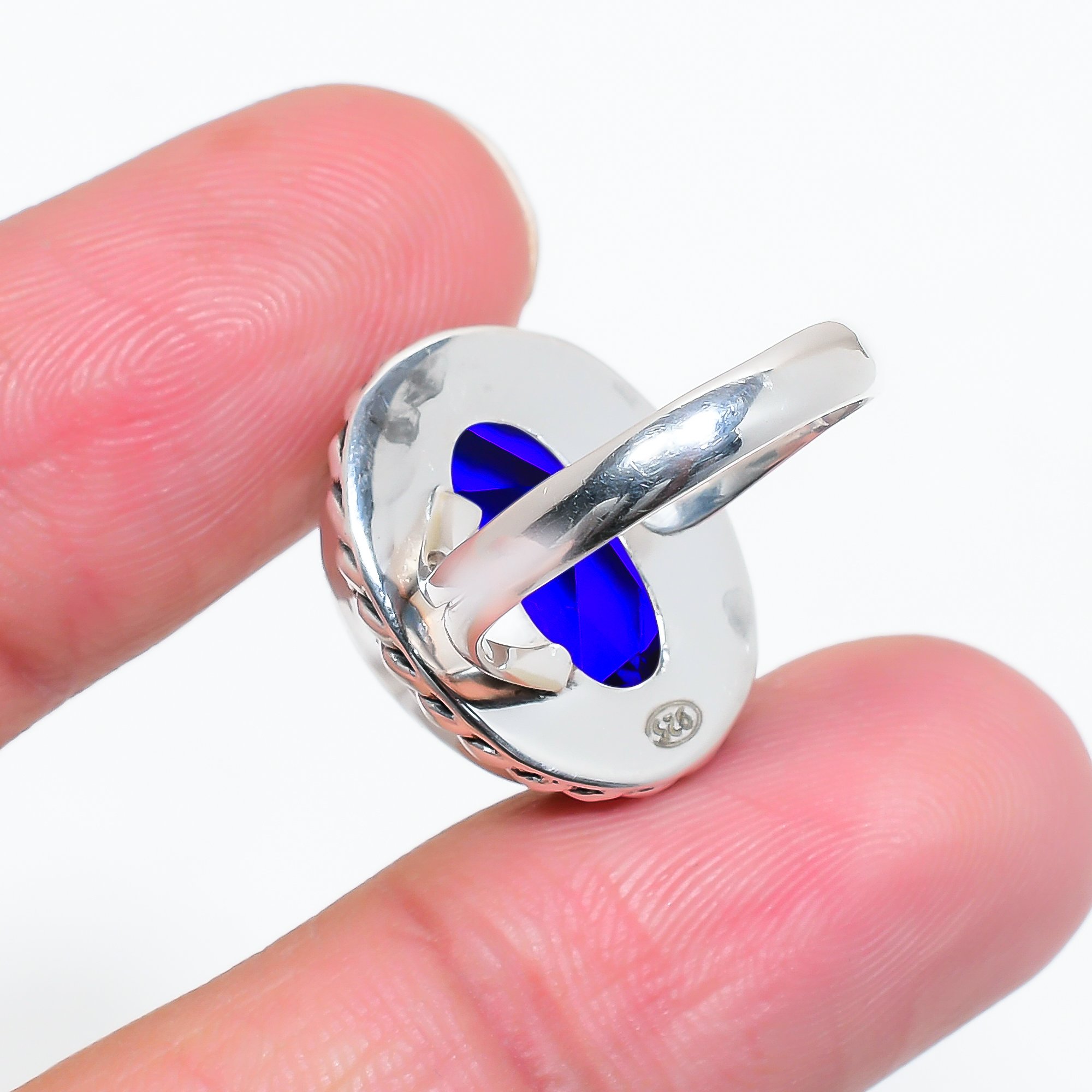 Blue Sapphire - Simulated 925 Sterling Silver Ring
