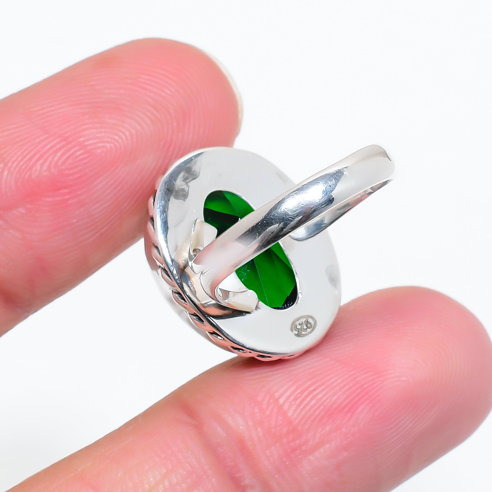 Chrome Diopside - Simulated 925 Sterling Silver Ring