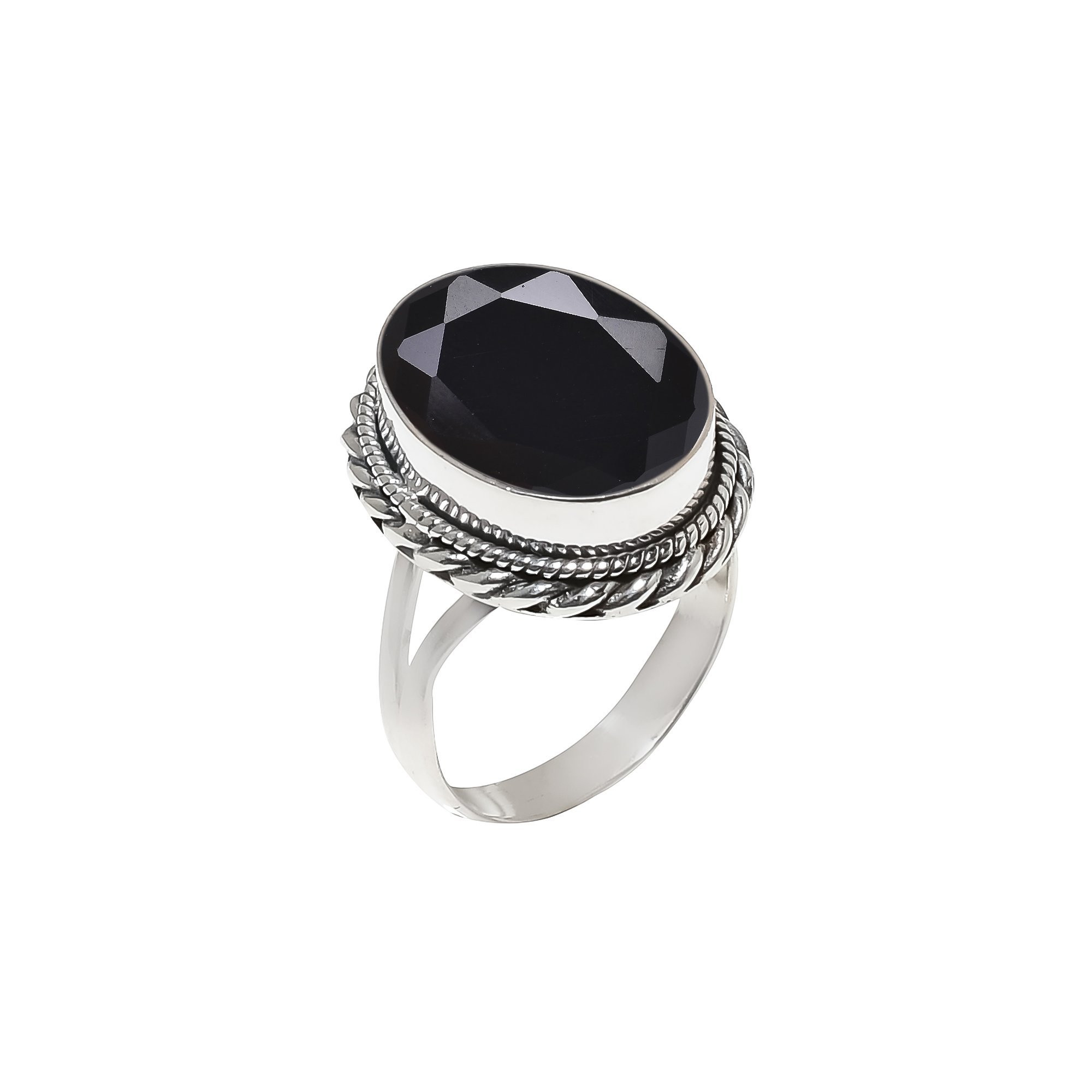 Black Onyx - Simulated 925 Sterling Silver Ring
