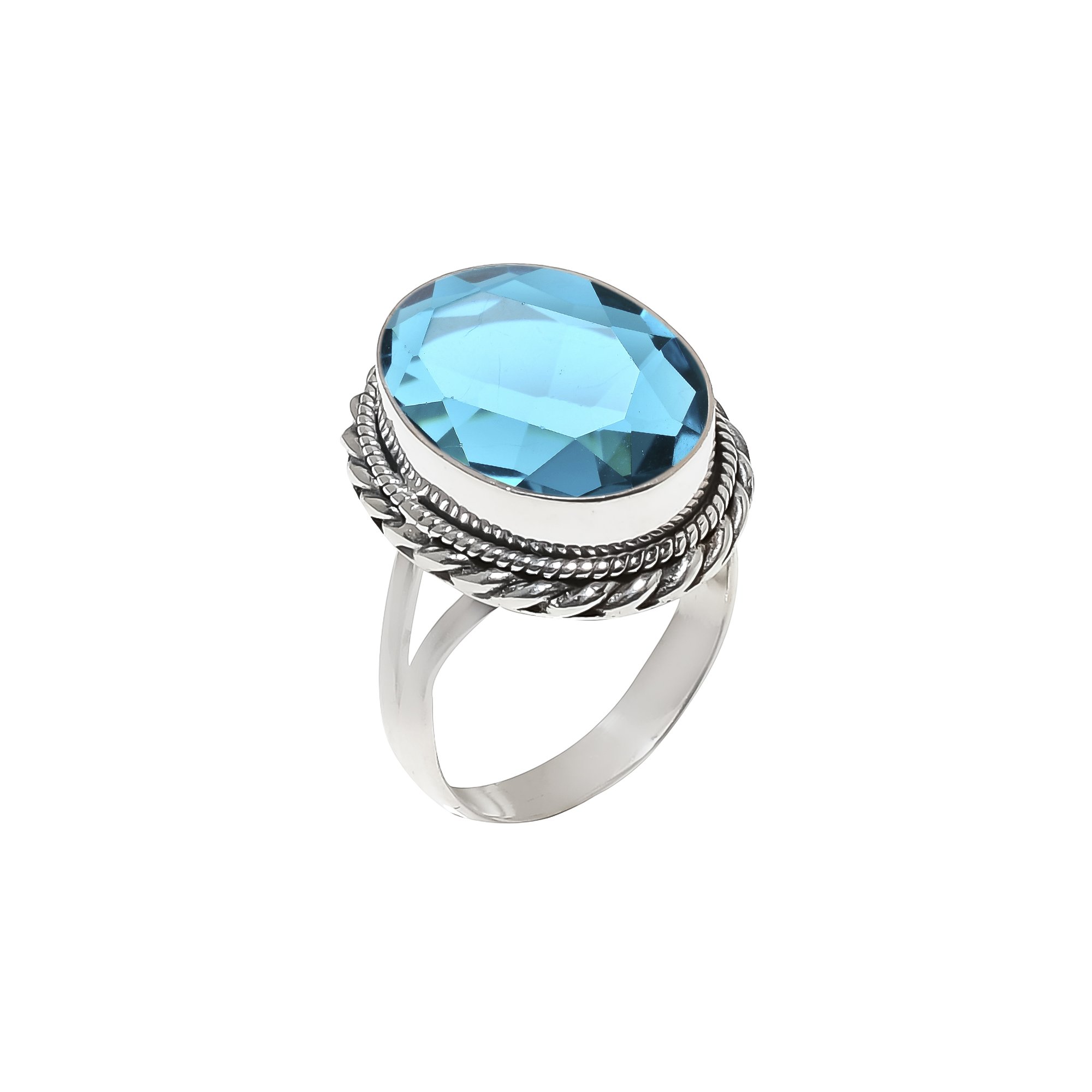 Teal Tourmaline - Simulated 925 Sterling Silver Ring