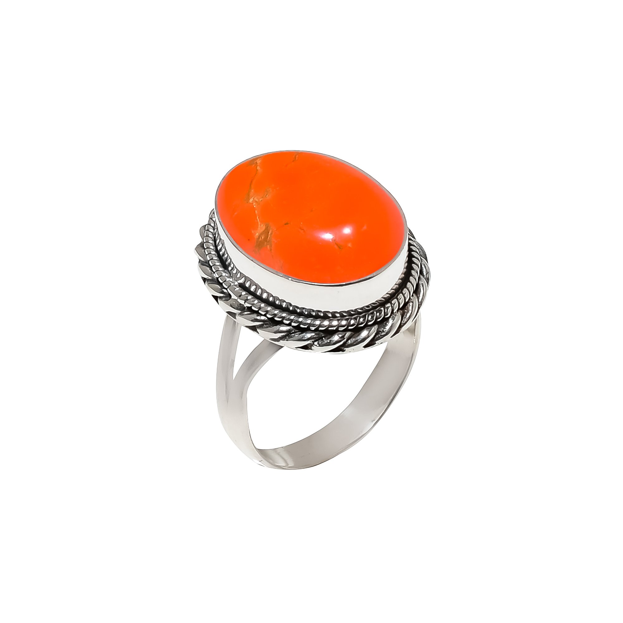 Copper Red Turquoise - Simulated 925 Sterling Silver Ring