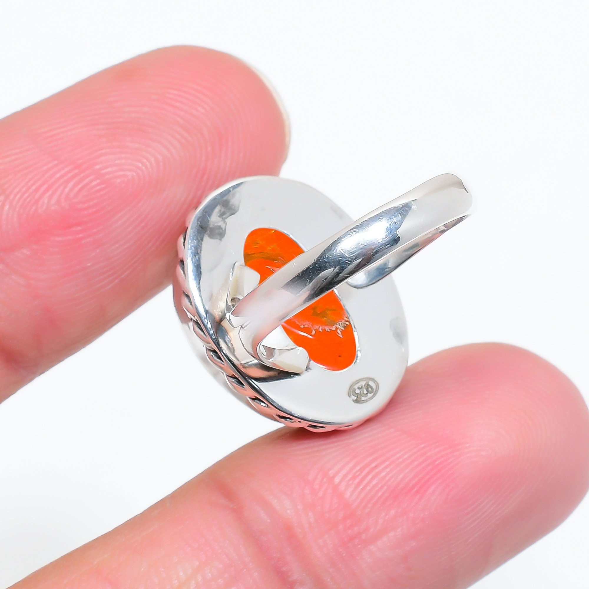 Copper Red Turquoise - Simulated 925 Sterling Silver Ring