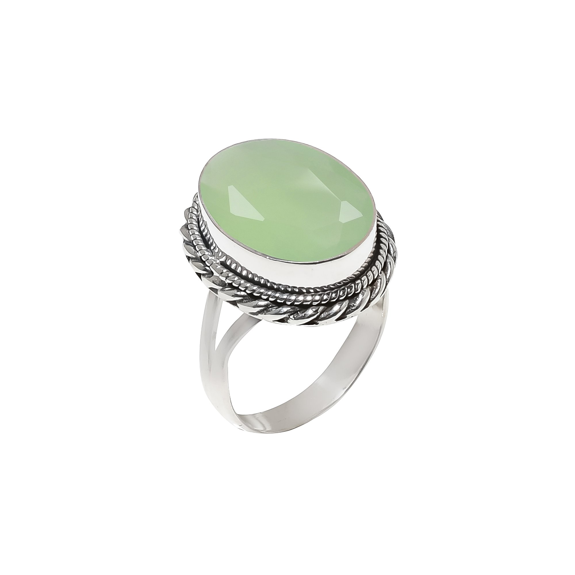 Green Chalcedony - Simulated 925 Sterling Silver Ring
