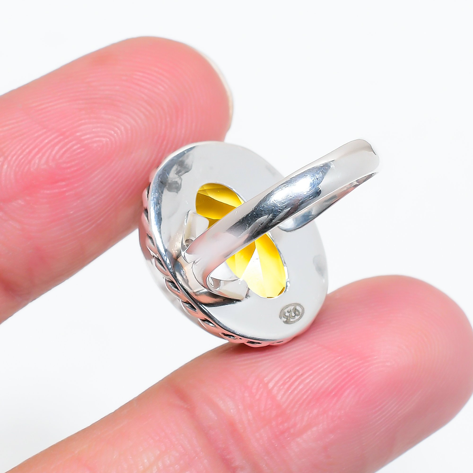 Lemon Quartz - Simulated 925 Sterling Silver Ring