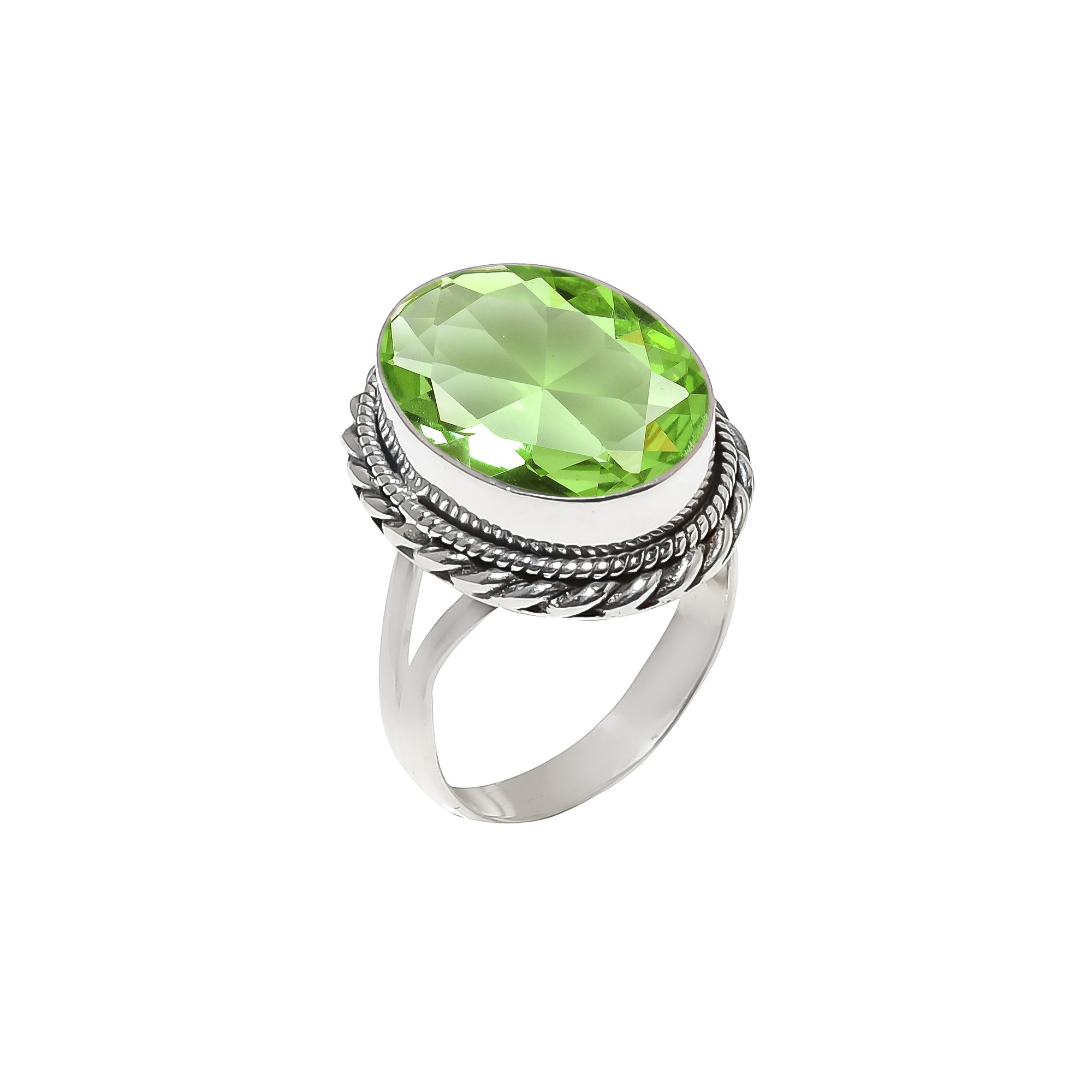 Green Amethyst - Simulated 925 Sterling Silver Ring