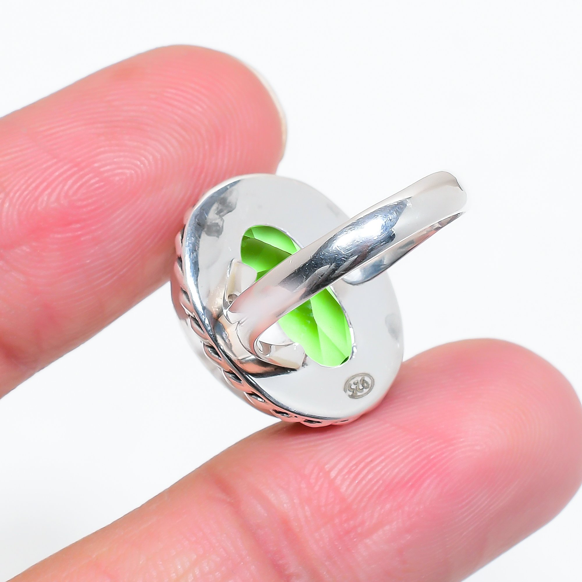 Green Amethyst - Simulated 925 Sterling Silver Ring
