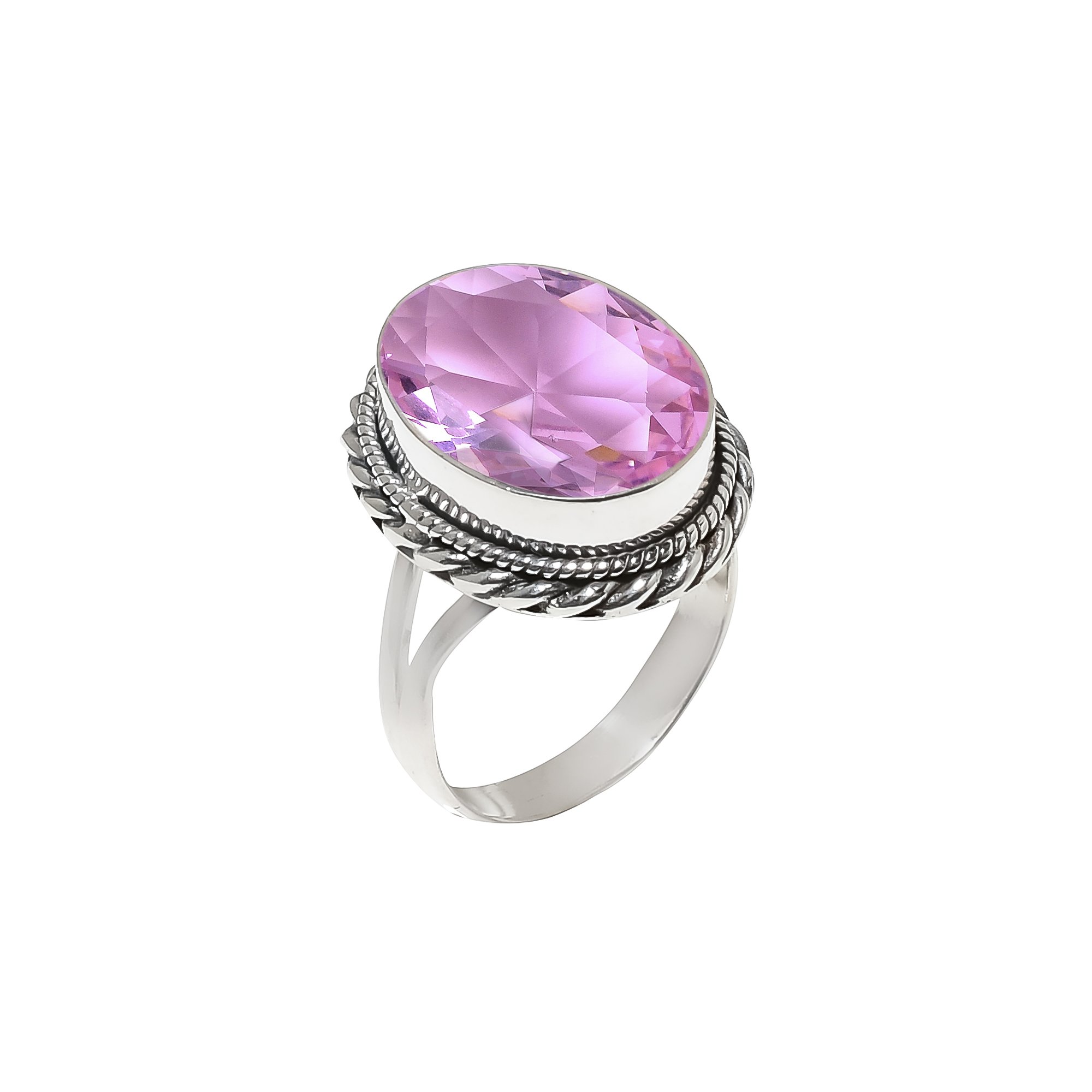 Pink Kunzite - Simulated 925 Sterling Silver Ring