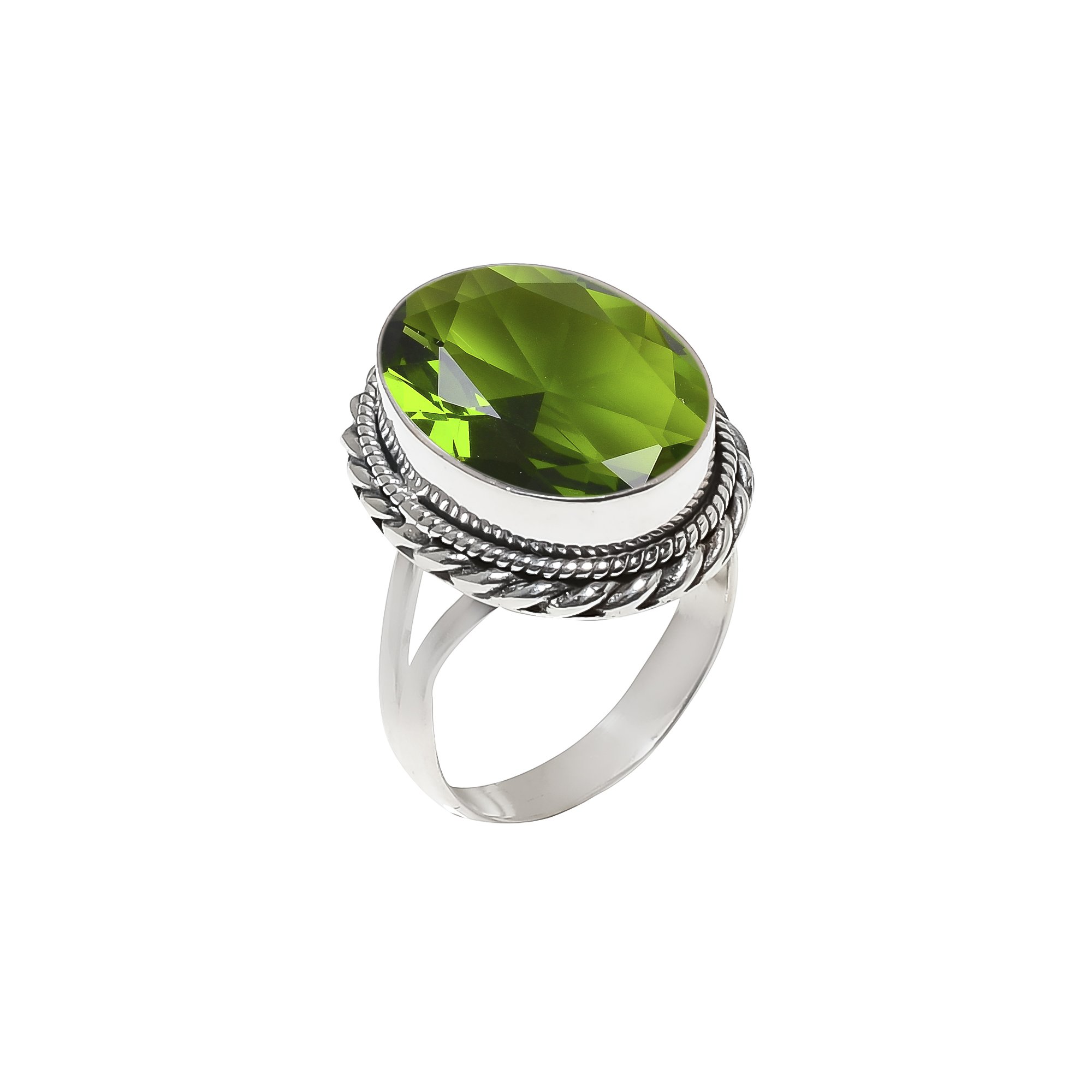 Peridot - Simulated 925 Sterling Silver Ring