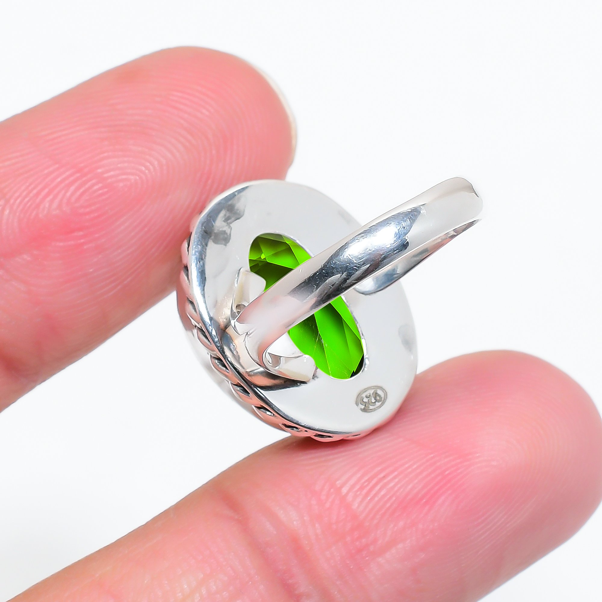 Peridot - Simulated 925 Sterling Silver Ring