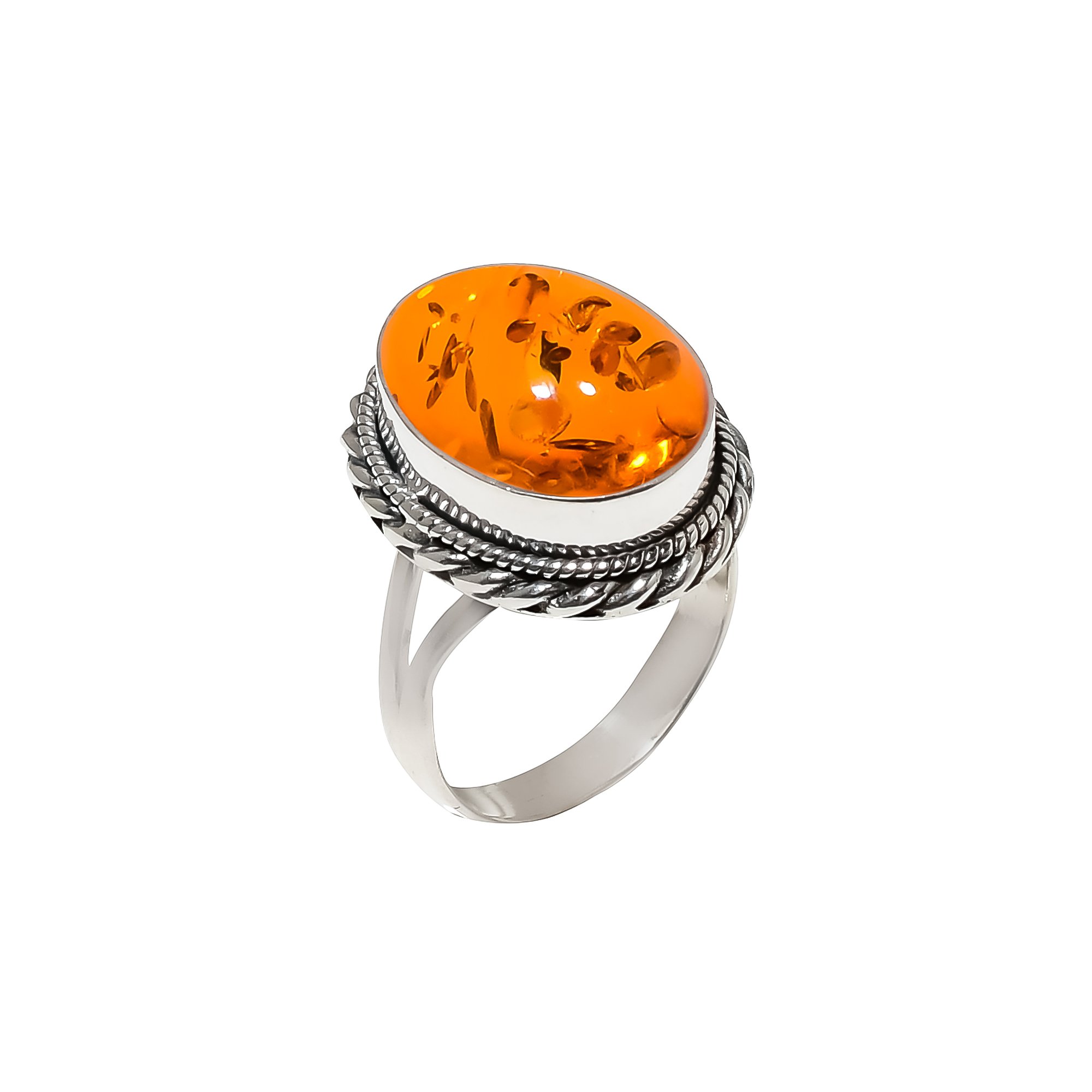 Amber - Simulated 925 Sterling Silver Ring