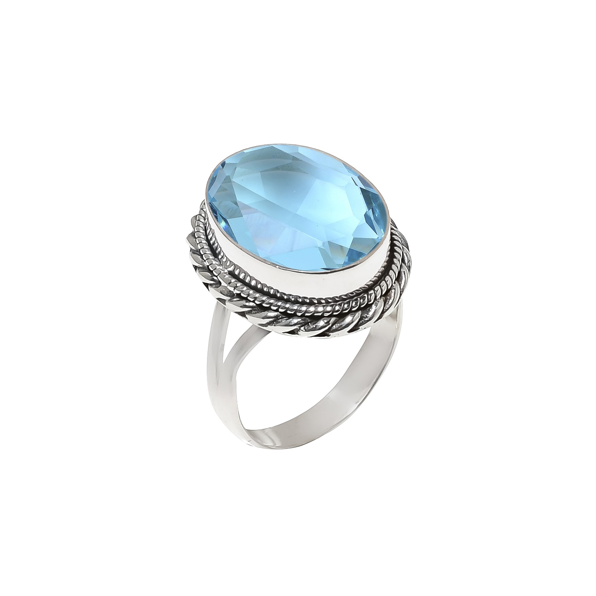 Blue Topaz - Simulated 925 Sterling Silver Ring