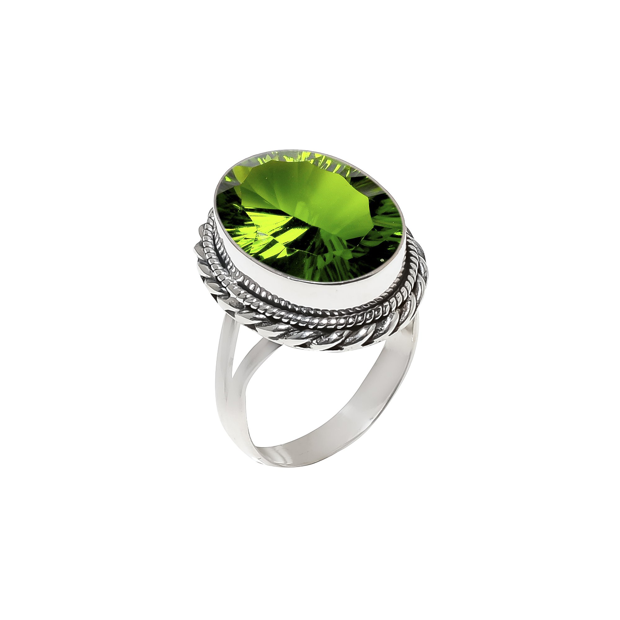 Peridot - Simulated 925 Sterling Silver Ring