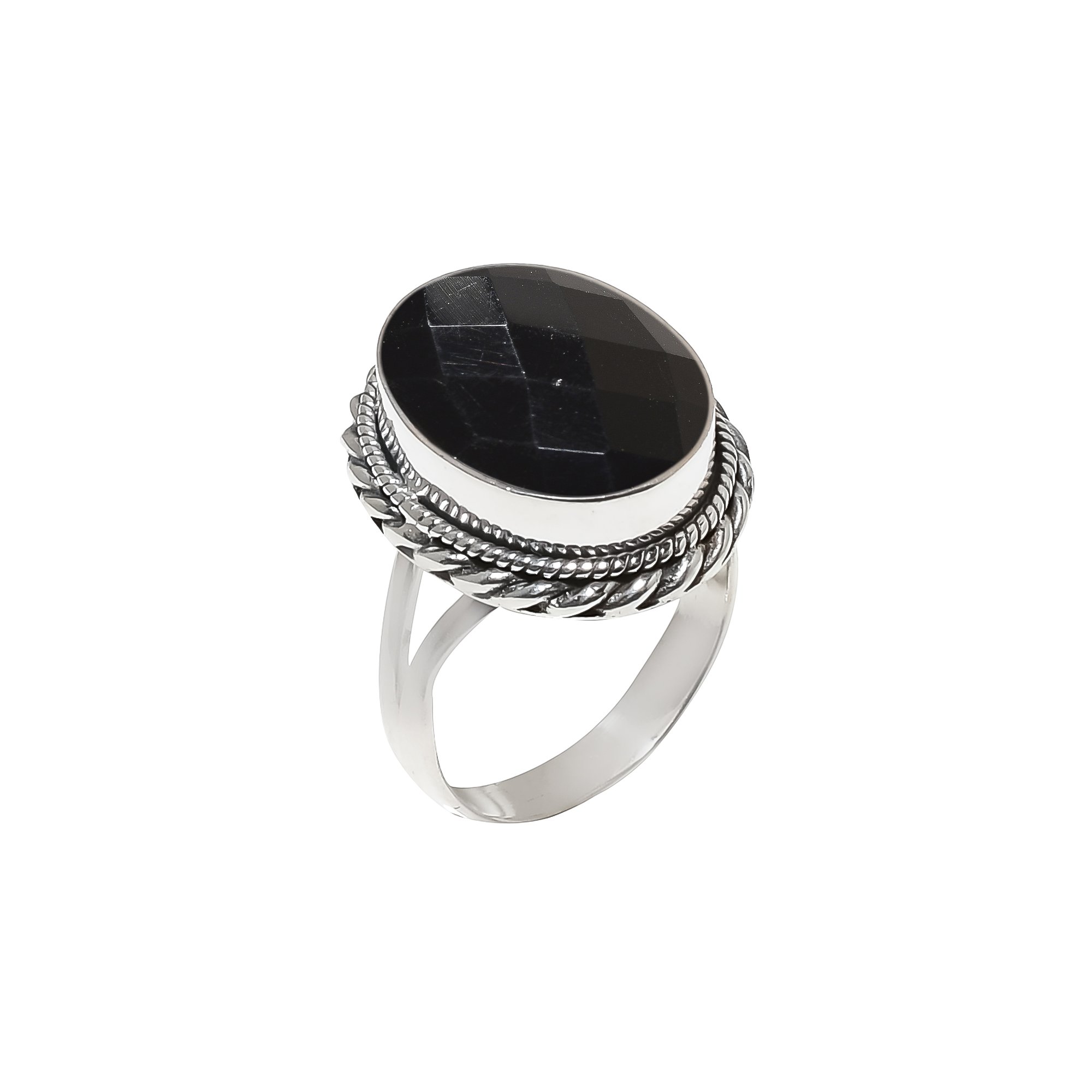 Black Onyx - Simulated 925 Sterling Silver Ring