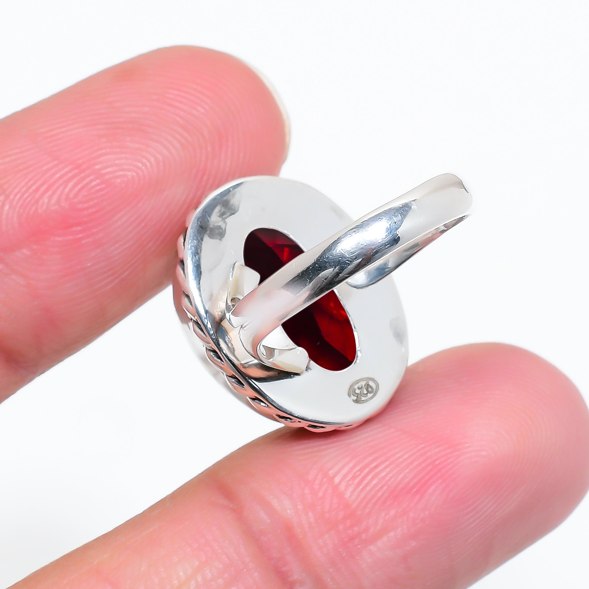 Red Garnet - Simulated 925 Sterling Silver Ring