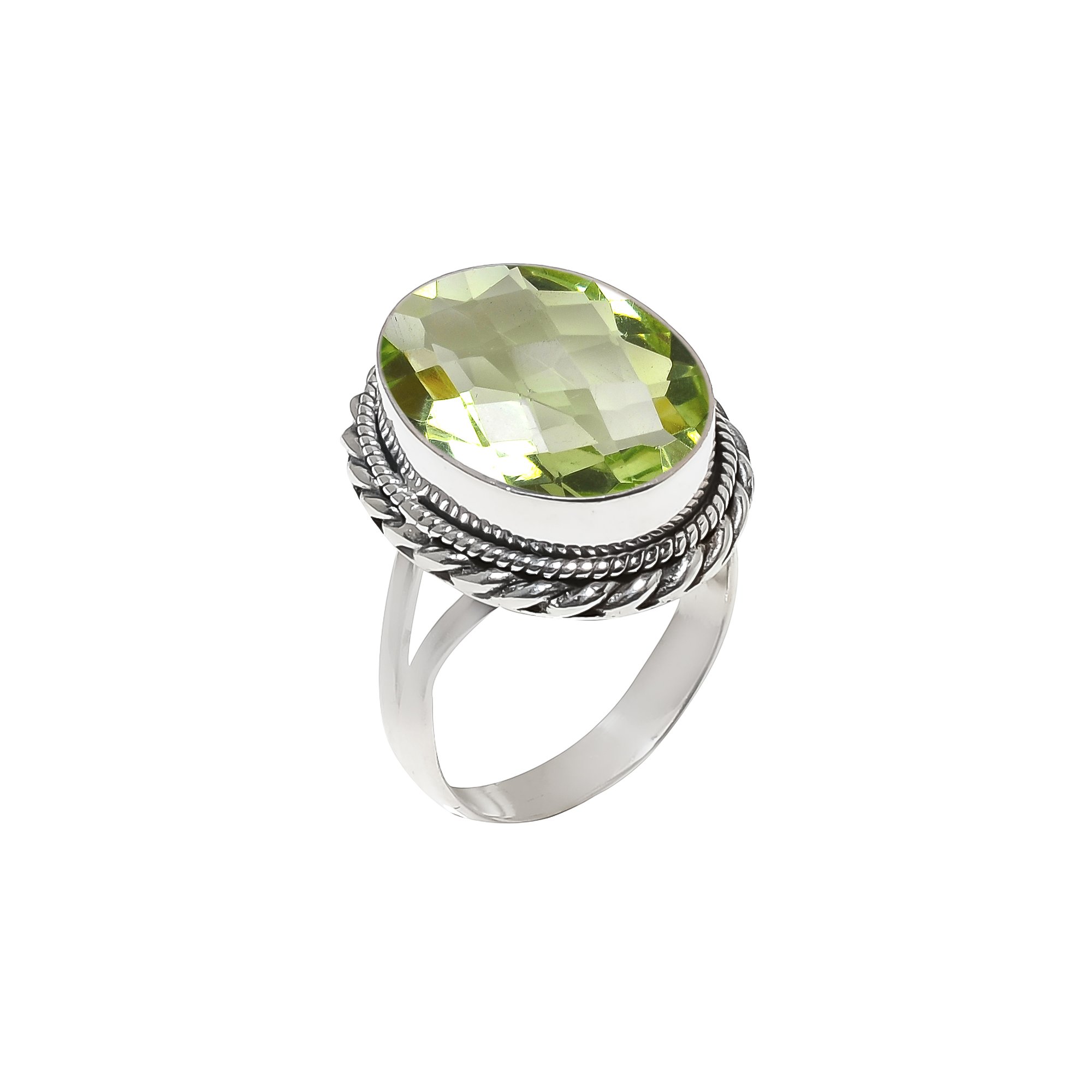 Green Amethyst - Simulated 925 Sterling Silver Ring