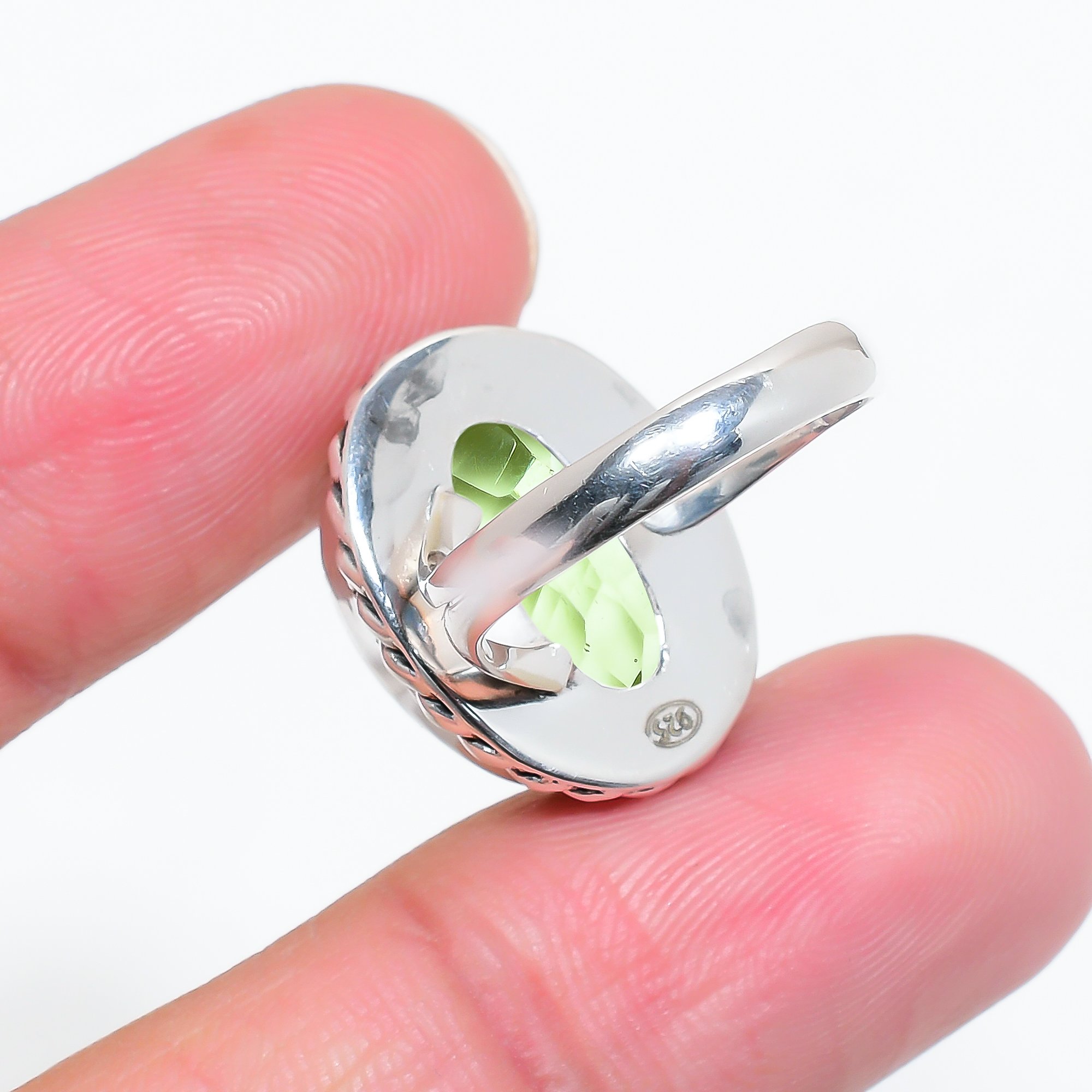 Green Amethyst - Simulated 925 Sterling Silver Ring