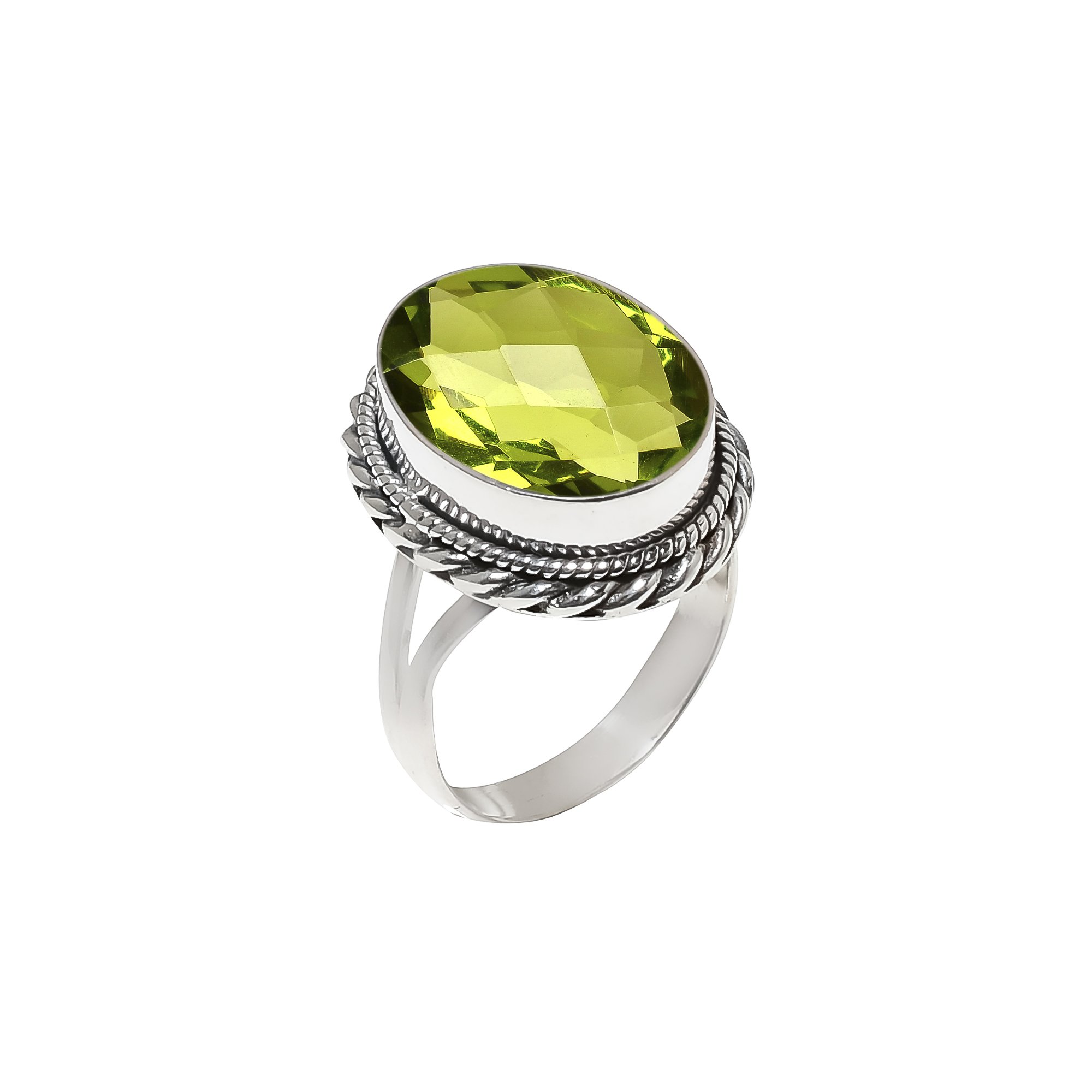Peridot - Simulated 925 Sterling Silver Ring