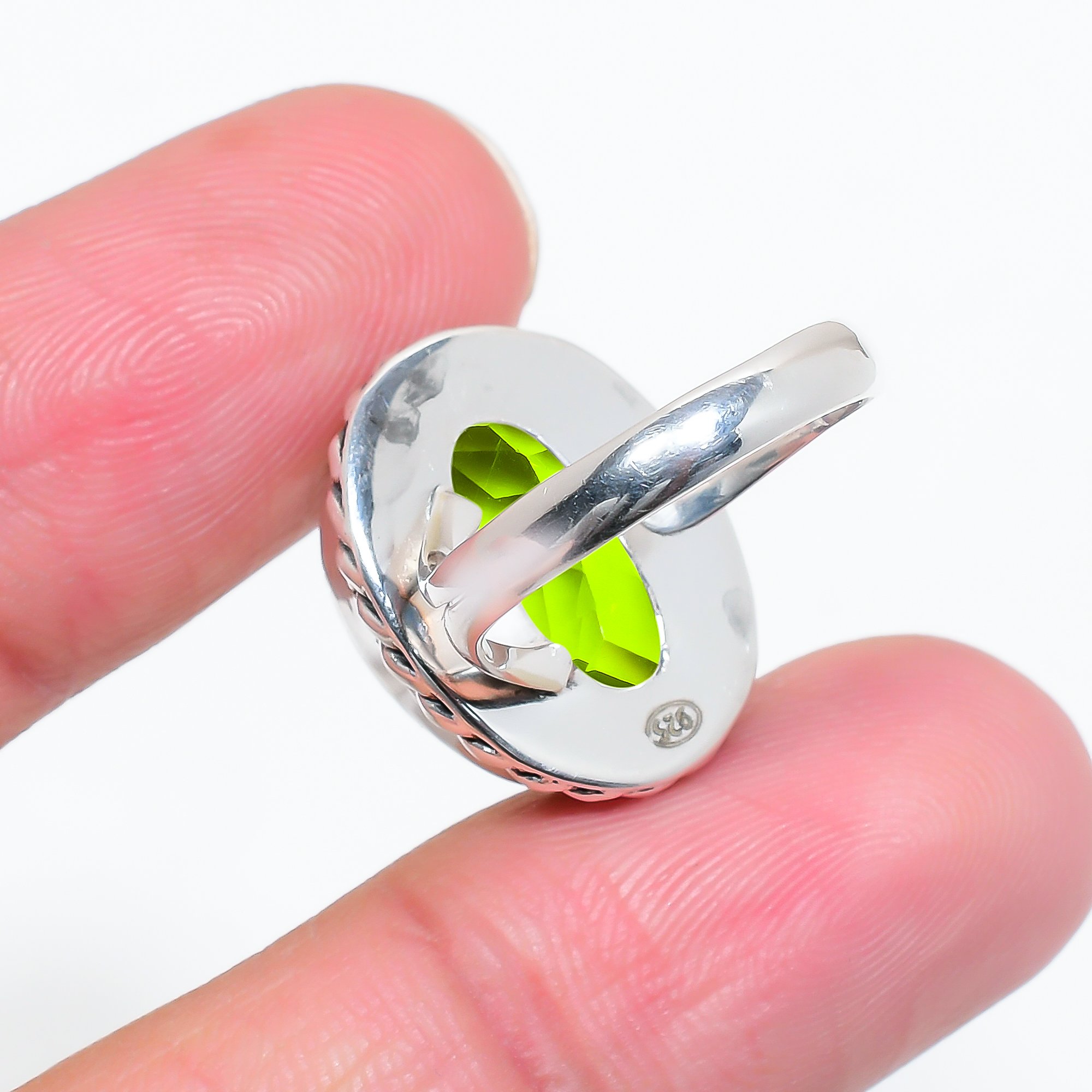 Peridot - Simulated 925 Sterling Silver Ring